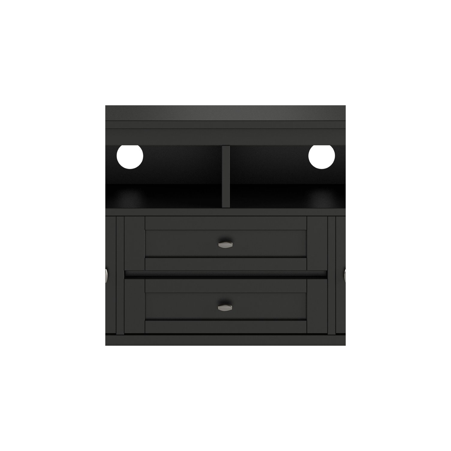 Simpli Home Warm Shaker Wood 72" Transitional TV Media Stand in Black For TVs up to 80"