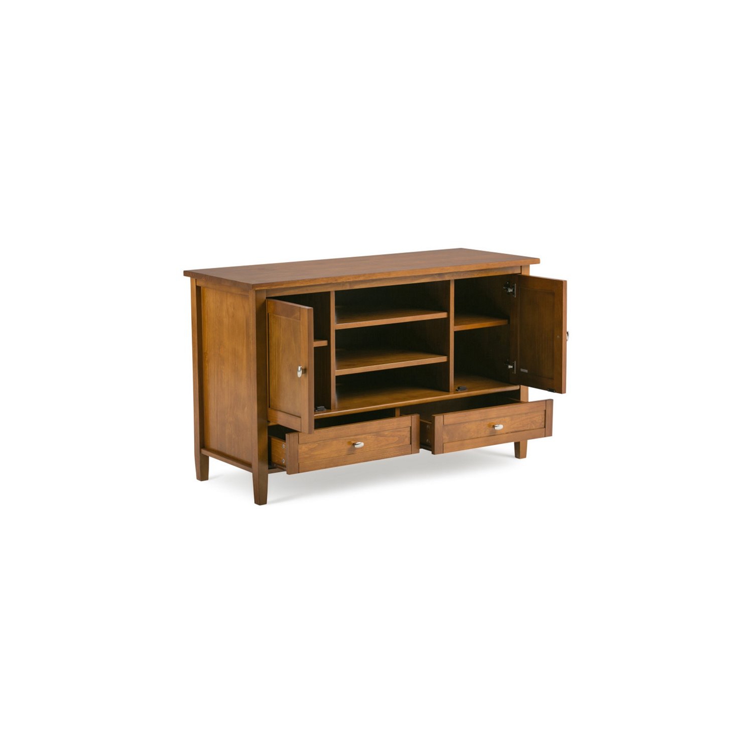 Simpli Home Warm Shaker Wood 47" Transitional TV Media Stand in Light Golden Brown For TVs up to 50"