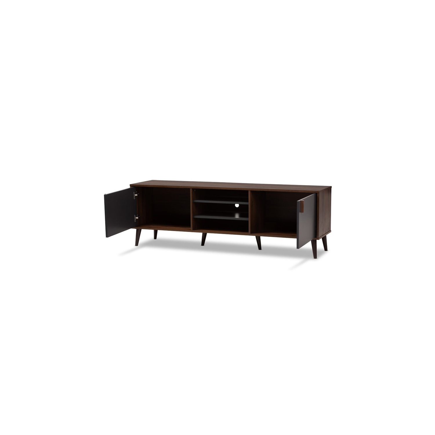 Bowery Hill Modern TV Stand in Brown and Dark Grey