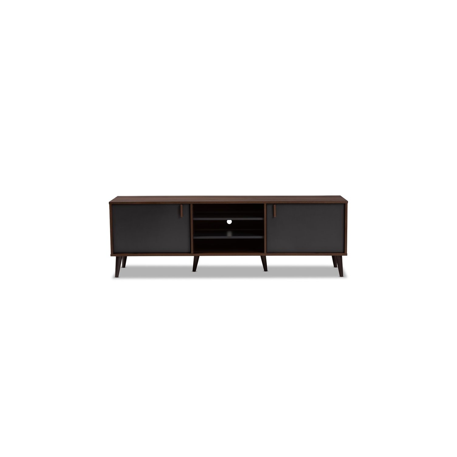 Bowery Hill Modern TV Stand in Brown and Dark Grey