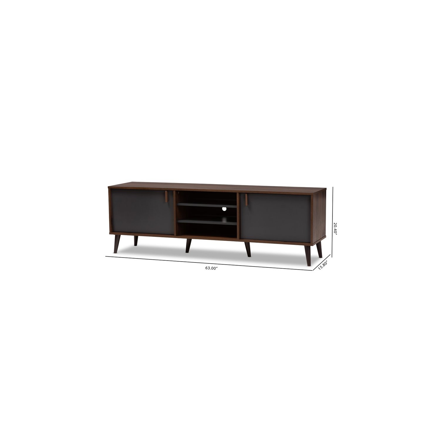 Bowery Hill Modern TV Stand in Brown and Dark Grey
