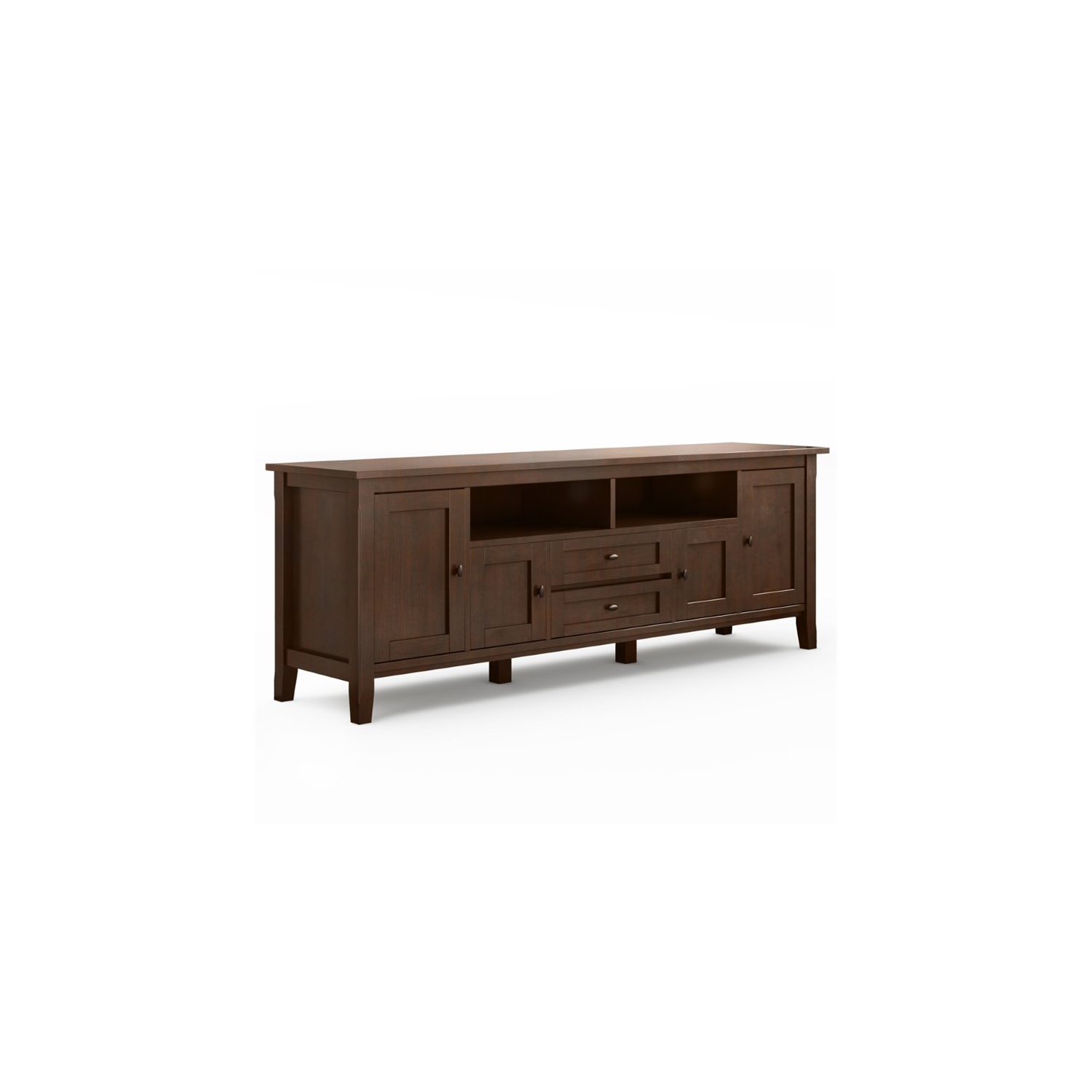 Simpli Home Bois de Shaker chaud 72" Transitionnel TV Support médias en Russet Brown Pour les TV jusqu'à 80"