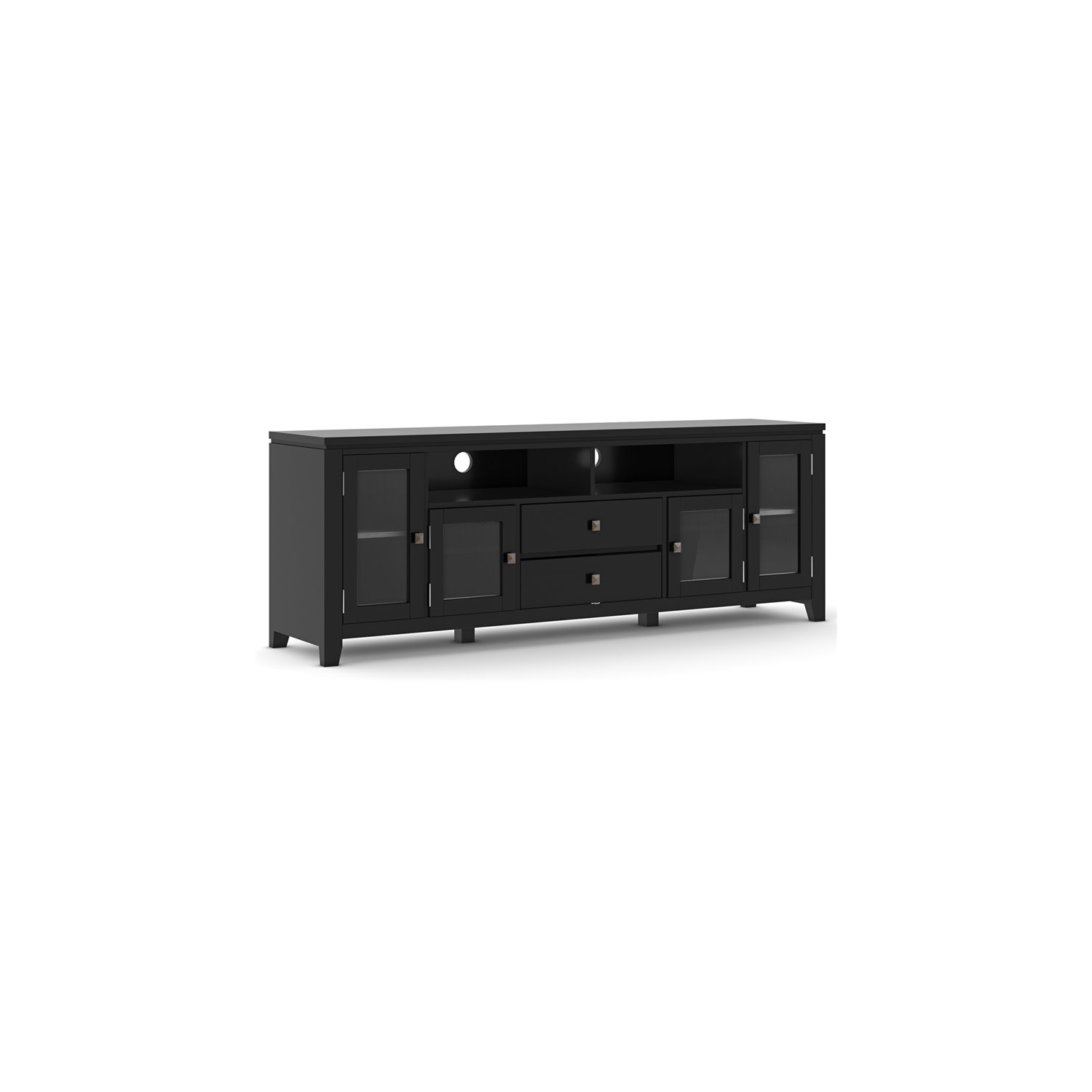 Simpli Home Cosmopolitan 72" Bois massif TV Support des médias en noir