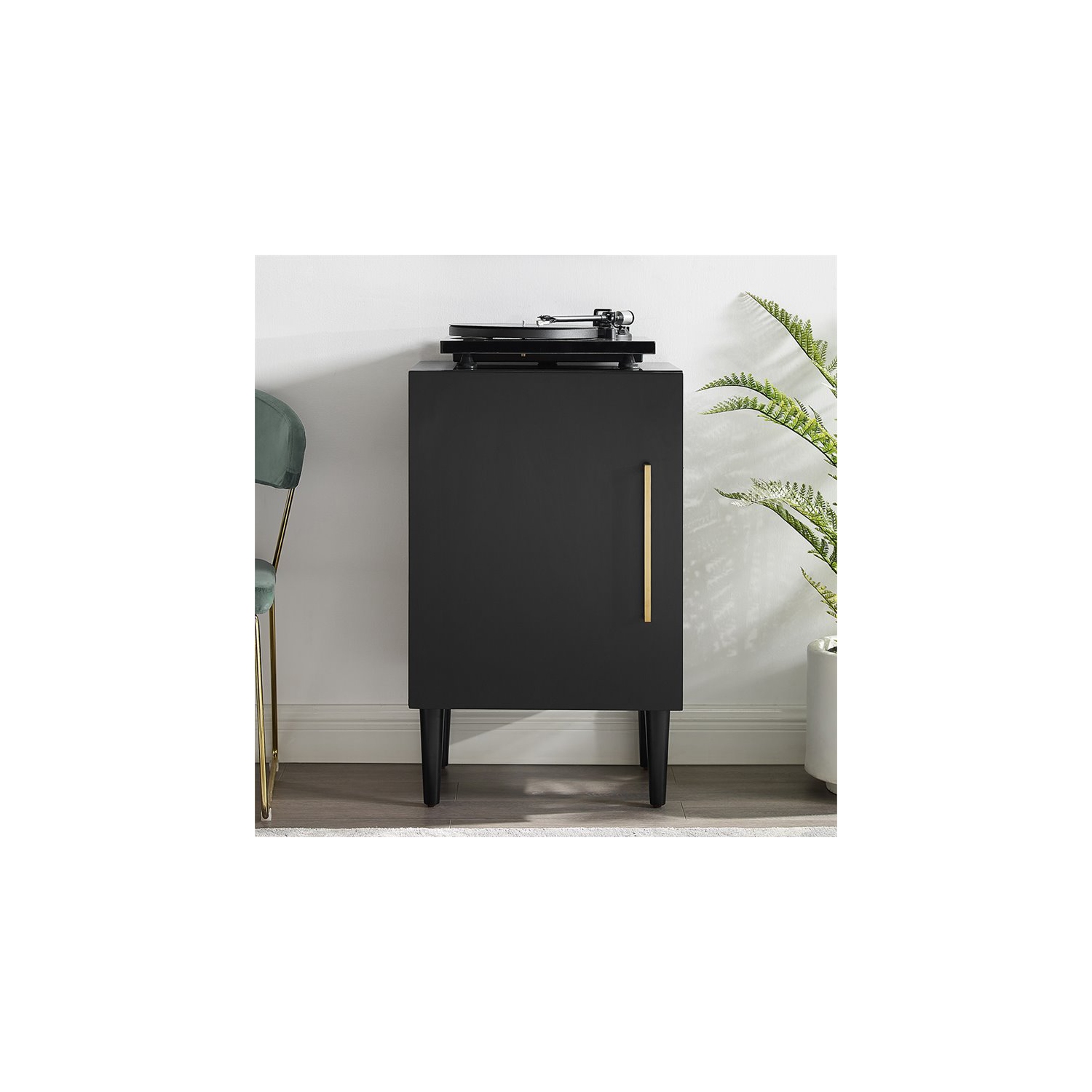 Crosley Everett Record Player Stand in Matte Black