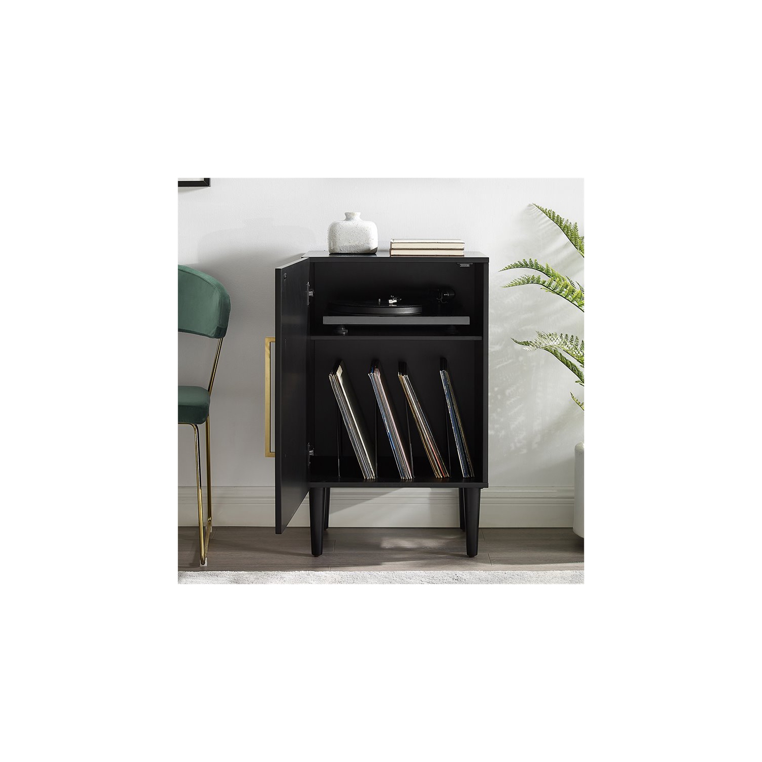 Crosley Everett Record Player Stand in Matte Black
