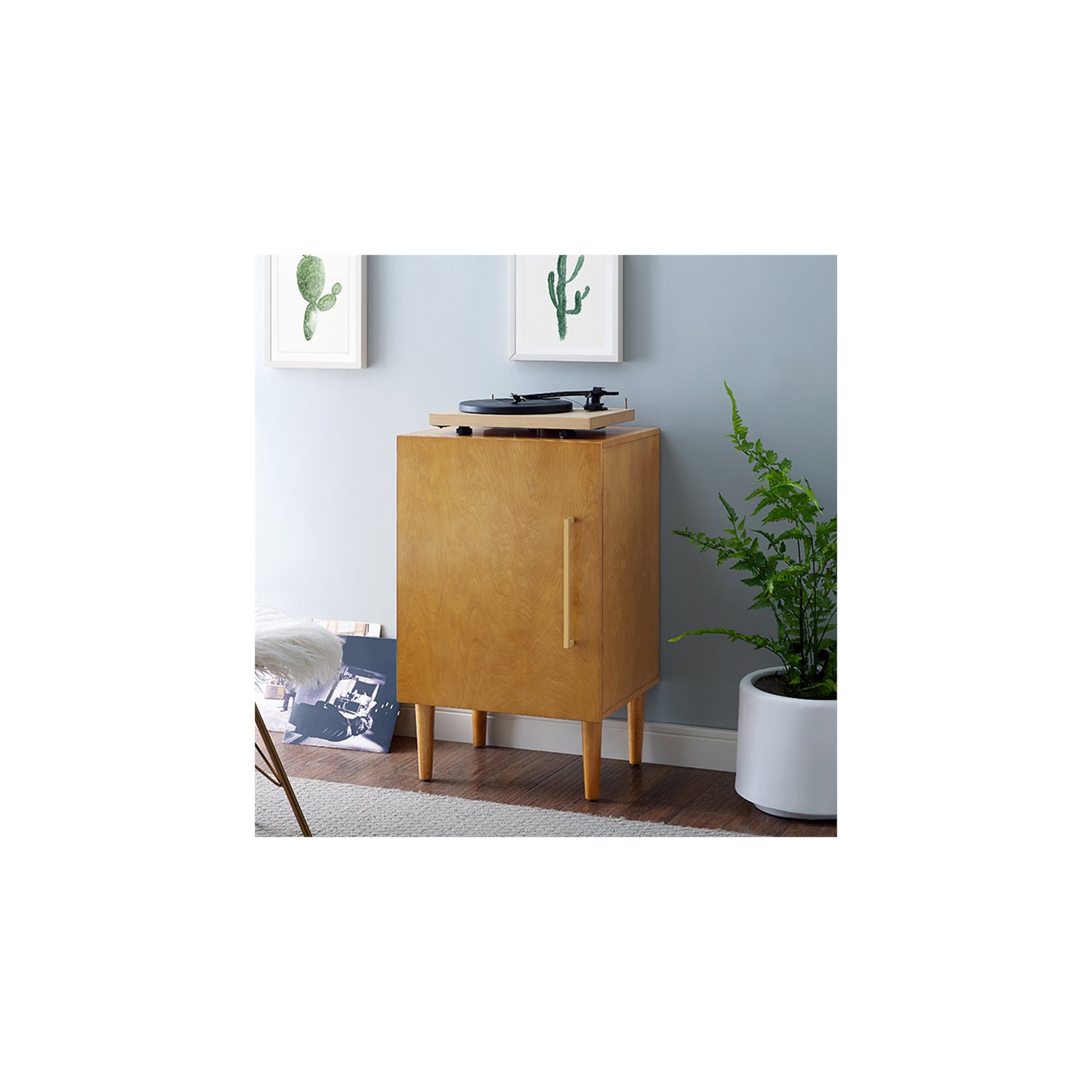 Crosley Everett Record Player Stand in Acorn