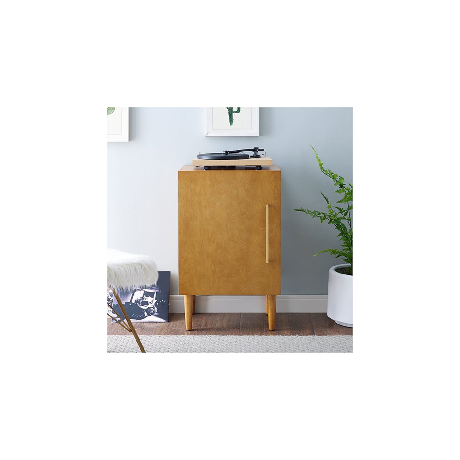 Crosley Everett Record Player Stand in Acorn