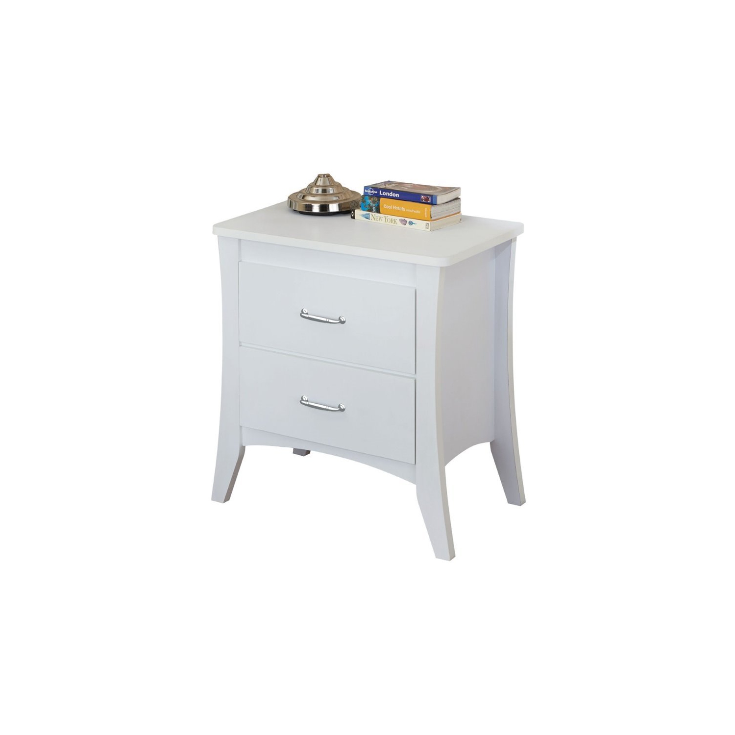 ACME Babb Wooden Rectangular Nightstand with 2 Drawers and Tapered Legs in White