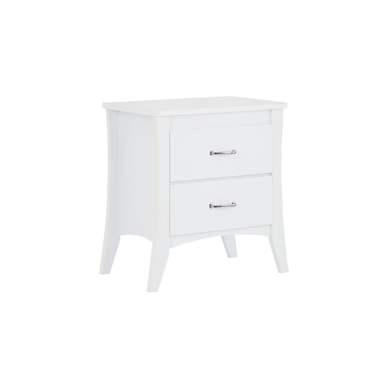 ACME Babb Wooden Rectangular Nightstand with 2 Drawers and Tapered Legs in White