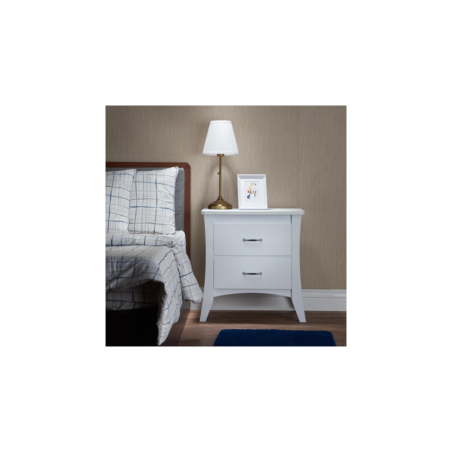 ACME Babb Wooden Rectangular Nightstand with 2 Drawers and Tapered Legs in White