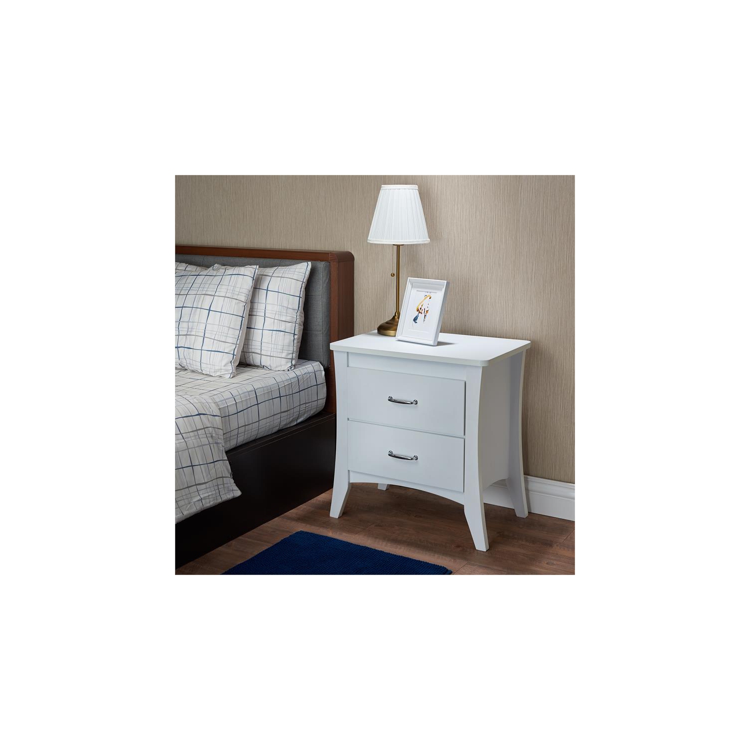 ACME Babb Wooden Rectangular Nightstand with 2 Drawers and Tapered Legs in White