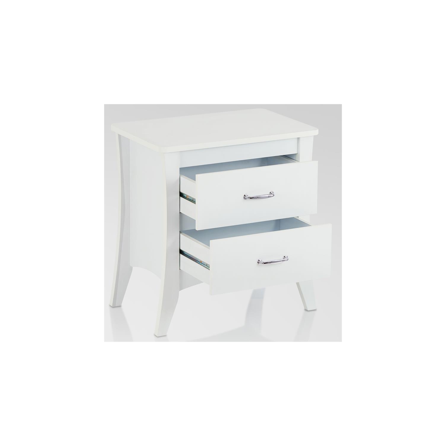 ACME Babb Wooden Rectangular Nightstand with 2 Drawers and Tapered Legs in White