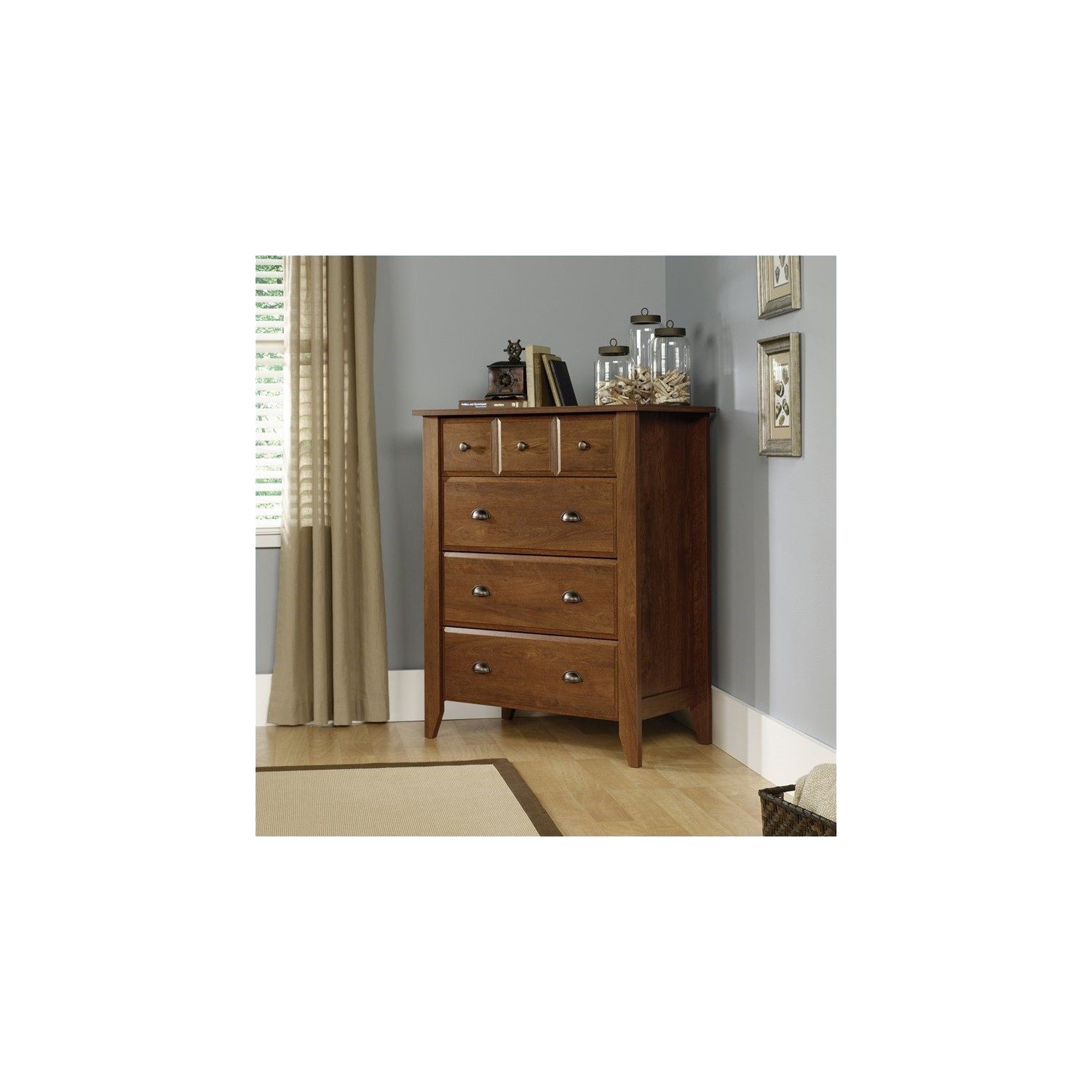 Sauder Shoal Creek 4 Drawer Chest in Oiled Oak