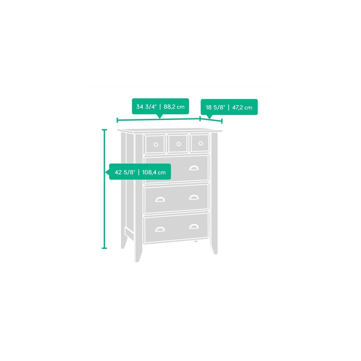 Sauder Shoal Creek 4 Drawer Chest in Oiled Oak