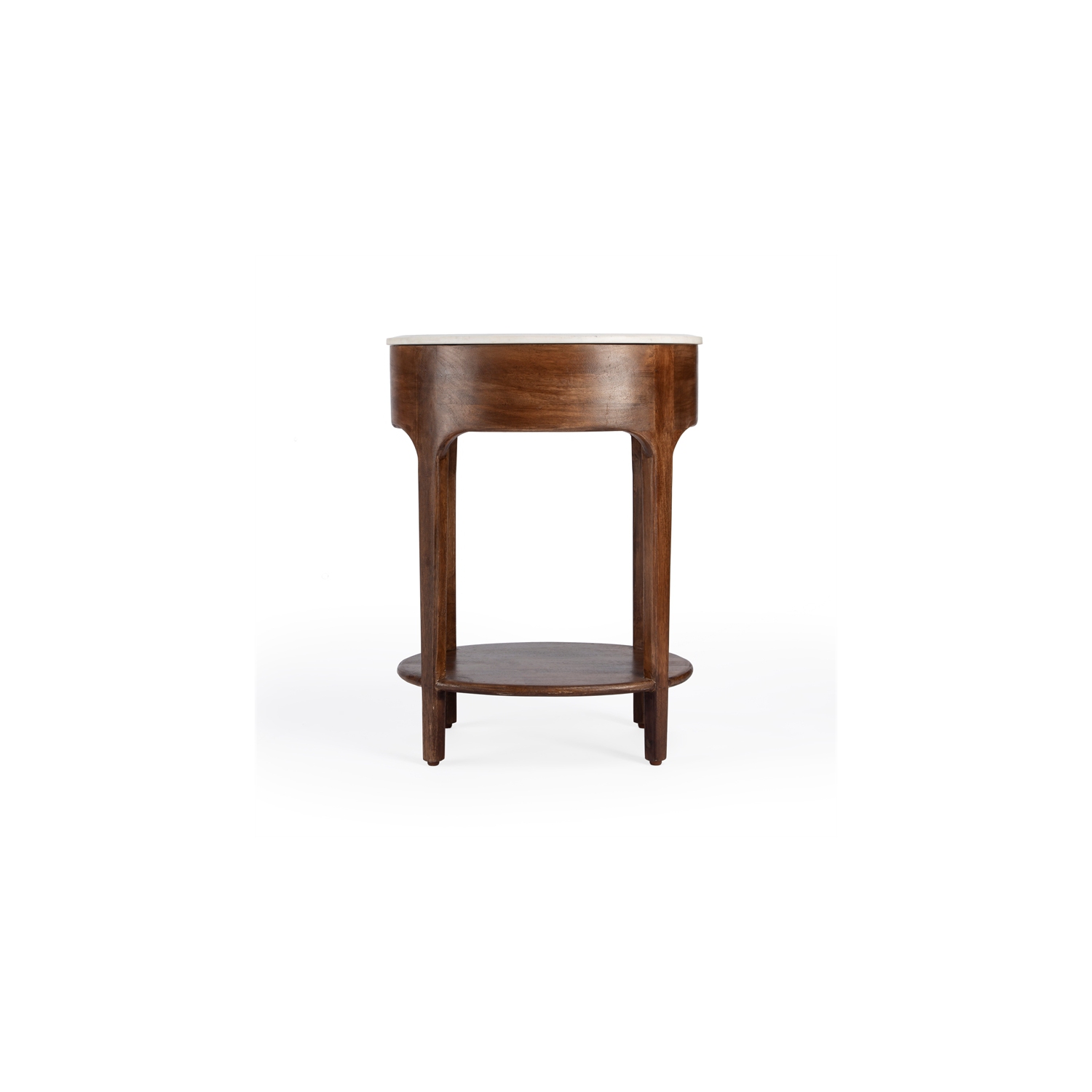 Table de chevet en bois et marbre brun et blanc Ellen de Butler Specialty
