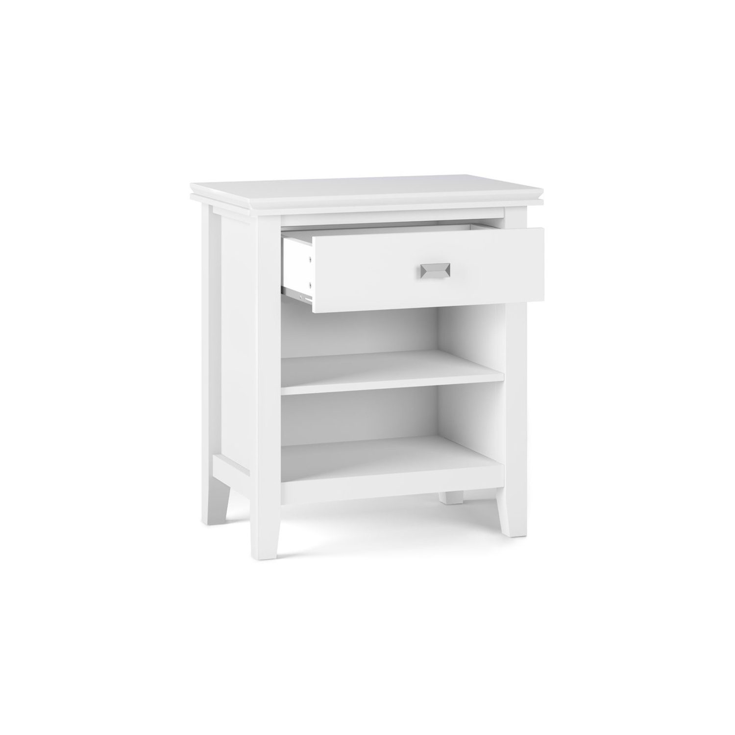 Simpli Home Artisan Wood 24" Transitional Bedside Nightstand Table in White