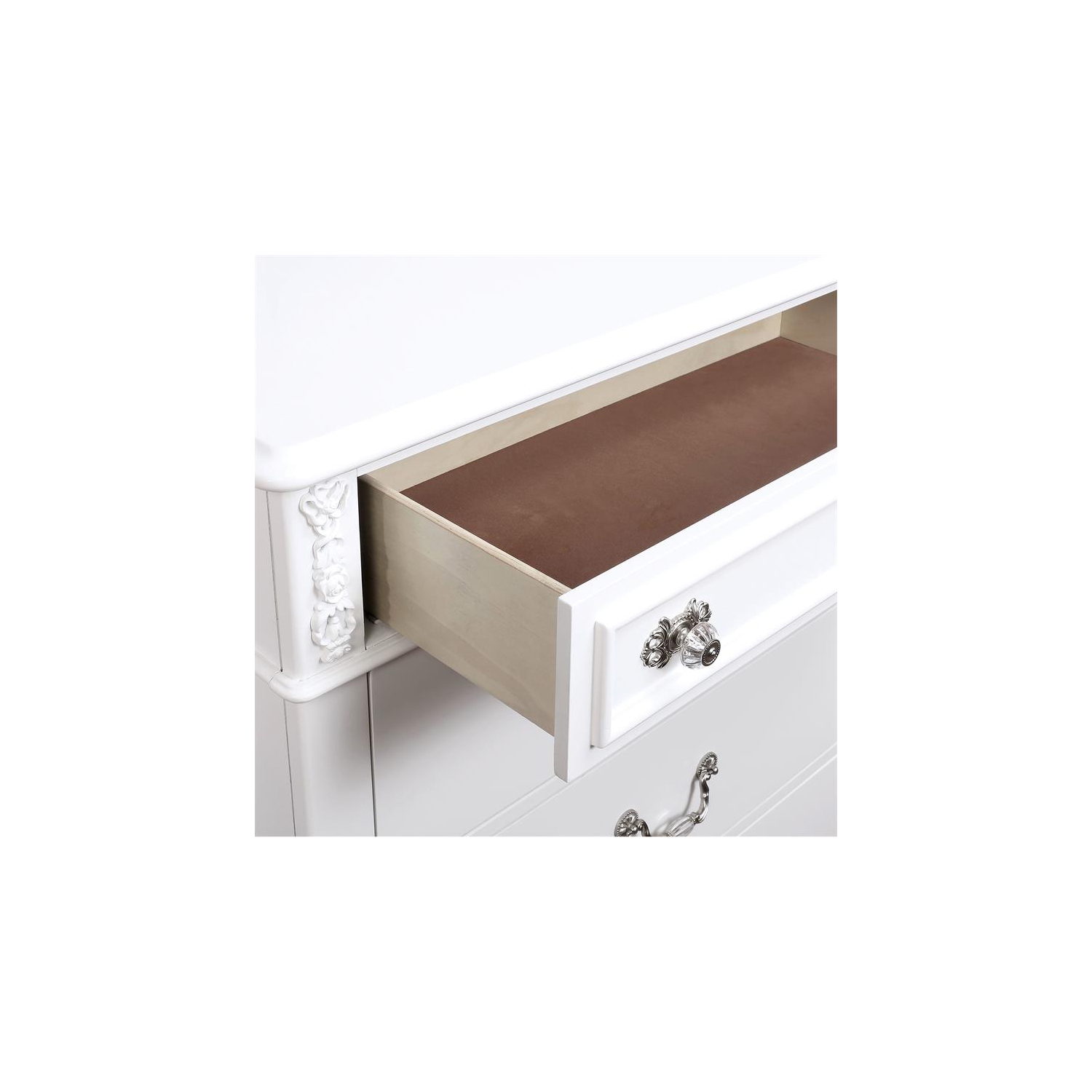 Table de chevet en bois traditionnelle pour enfants Mondu de Furniture of America avec port USB en blanc