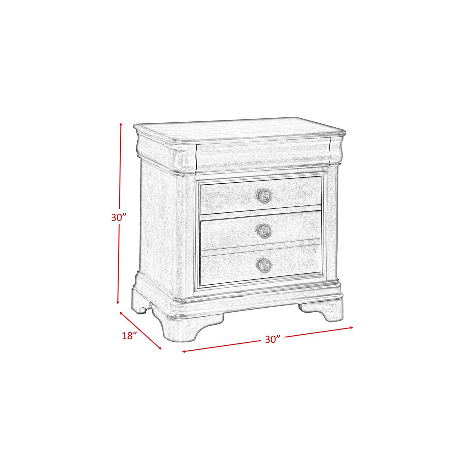 Table de chevet à 3 tiroirs Conley de Picket House Furnishings, cerisier