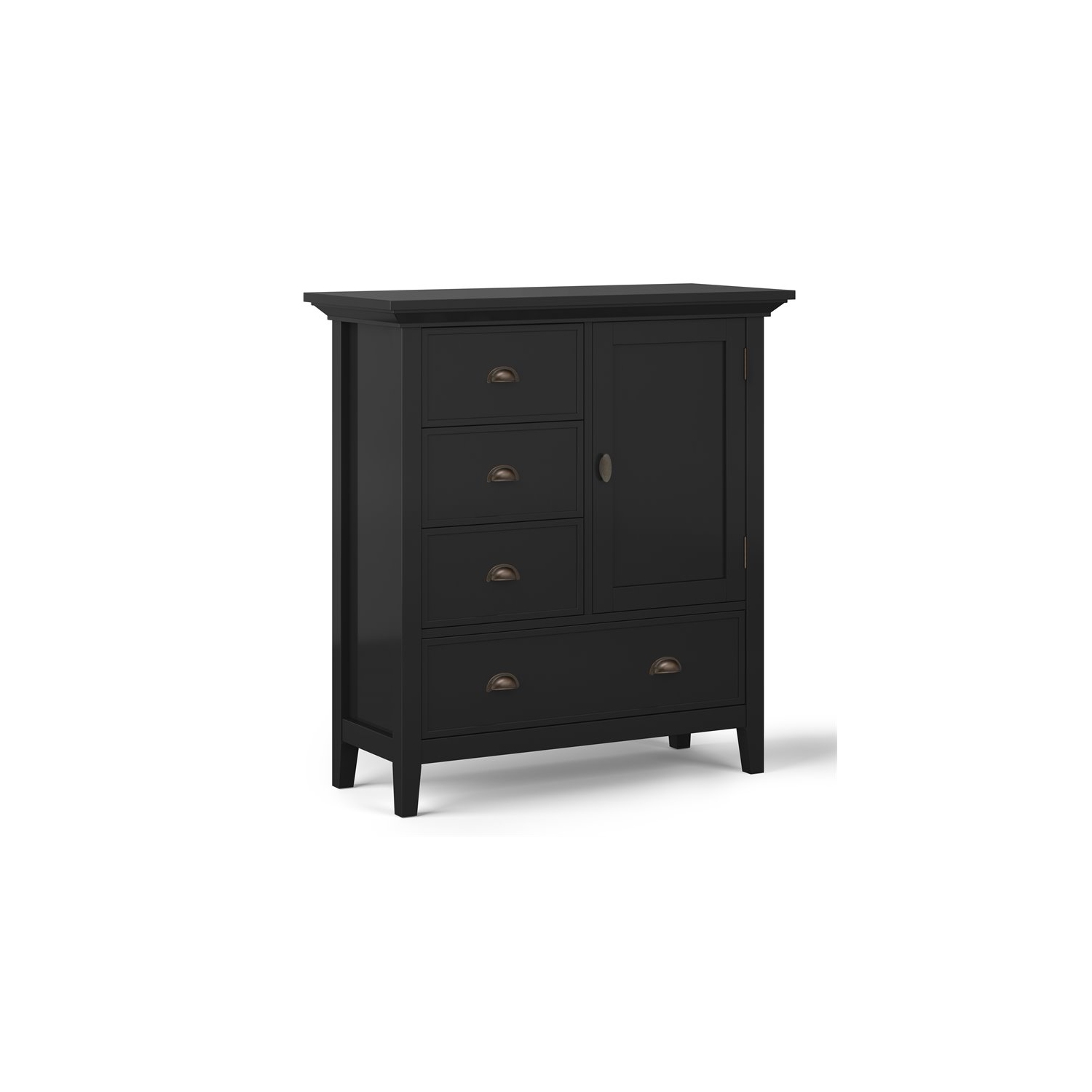 Simpli Home Redmond Solid Wood 39 " Transitional Medium Storage Cabinet in Black