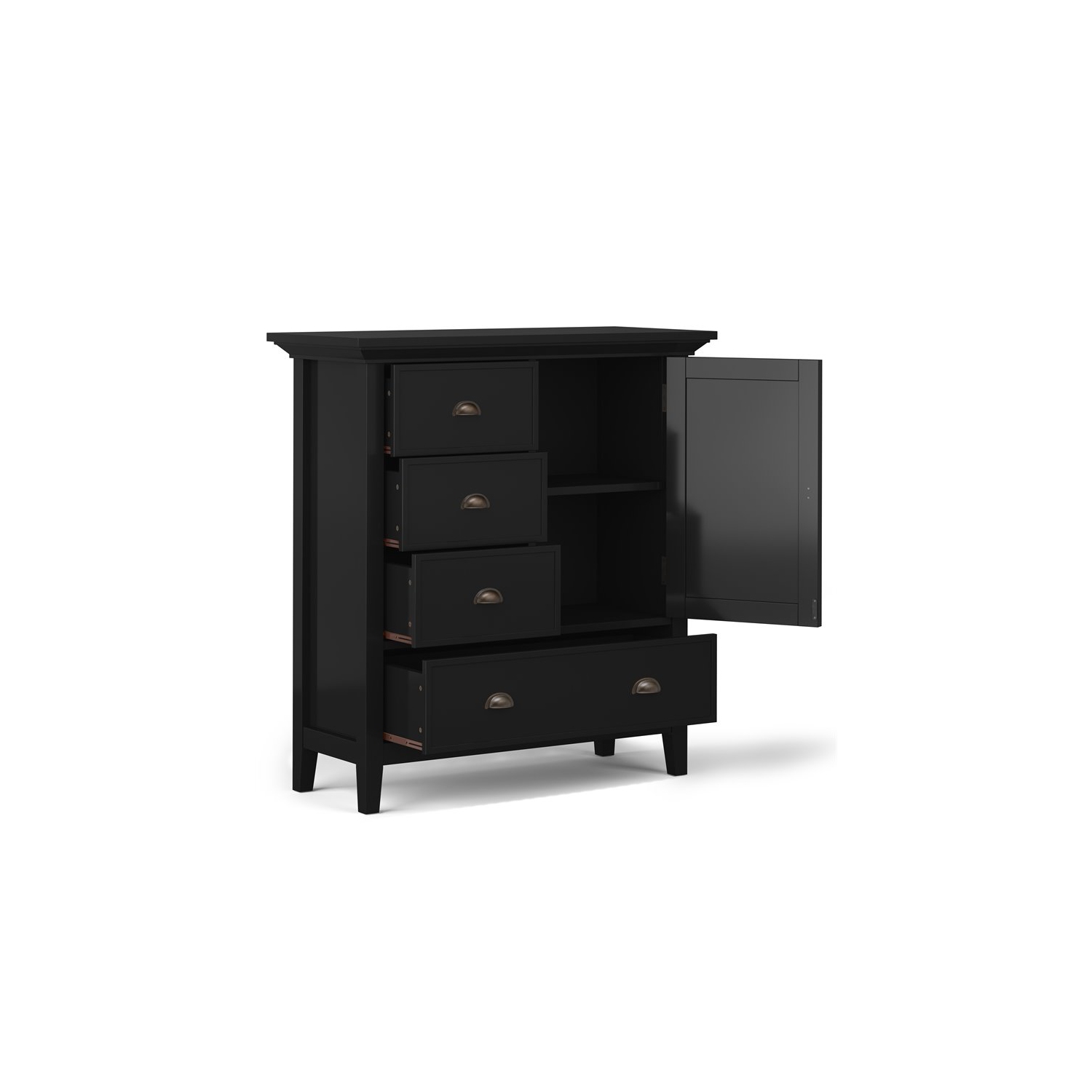 Simpli Home Redmond Solid Wood 39 " Transitional Medium Storage Cabinet in Black