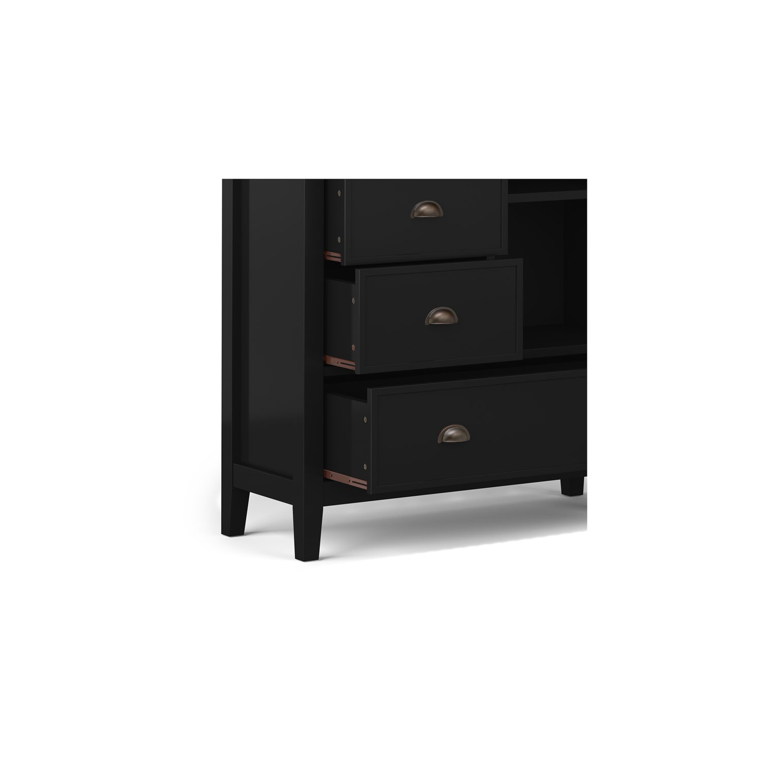 Simpli Home Redmond Solid Wood 39 " Transitional Medium Storage Cabinet in Black