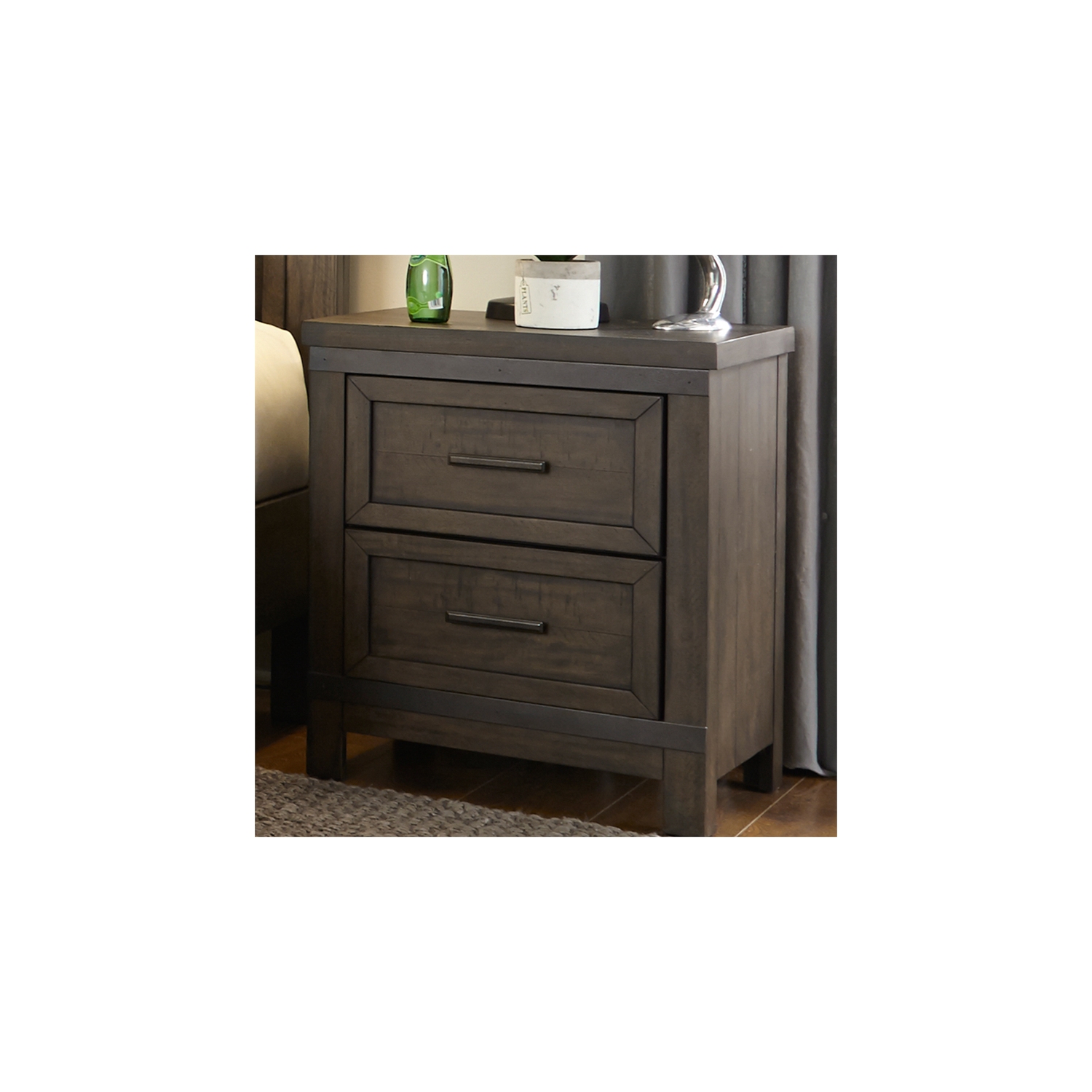 Thornwood Hills Dark Gray 2 Drawer Night Stand