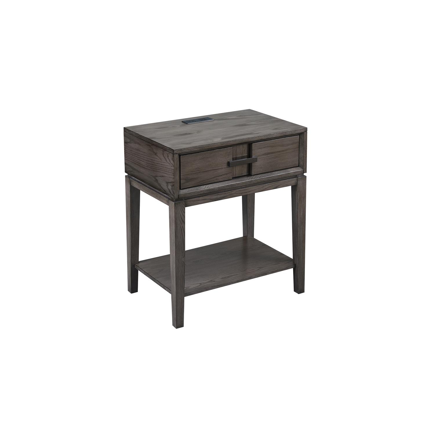 Leick Home Recessed Drawer Nightstand with Top AC/USB Charger in Oak