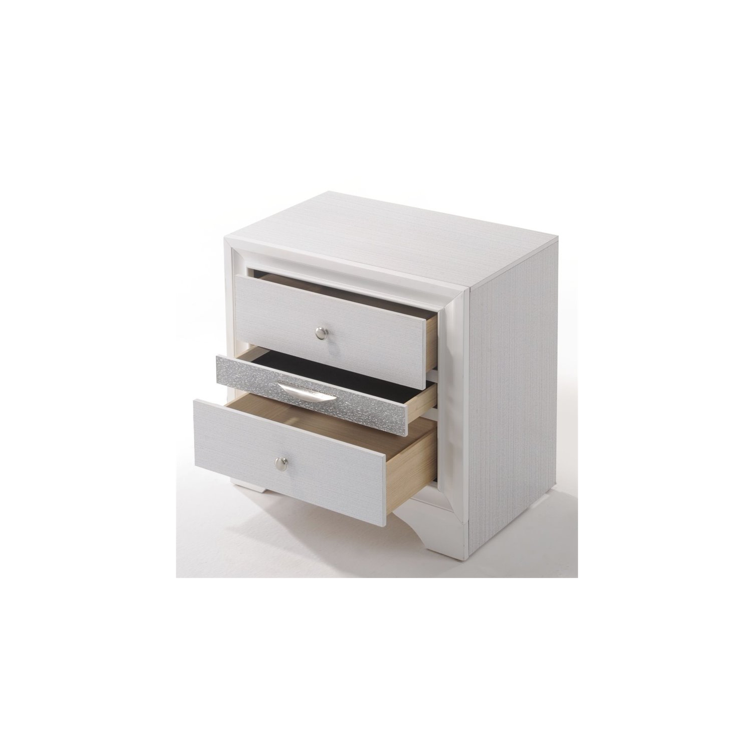 ACME Naima Square Wood 3-Drawers Bedroom Nightstand in White