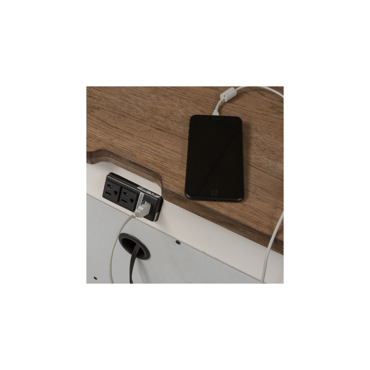 Farmhouse Reimagined White 3 Drawer Night Stand w/ Charging Station