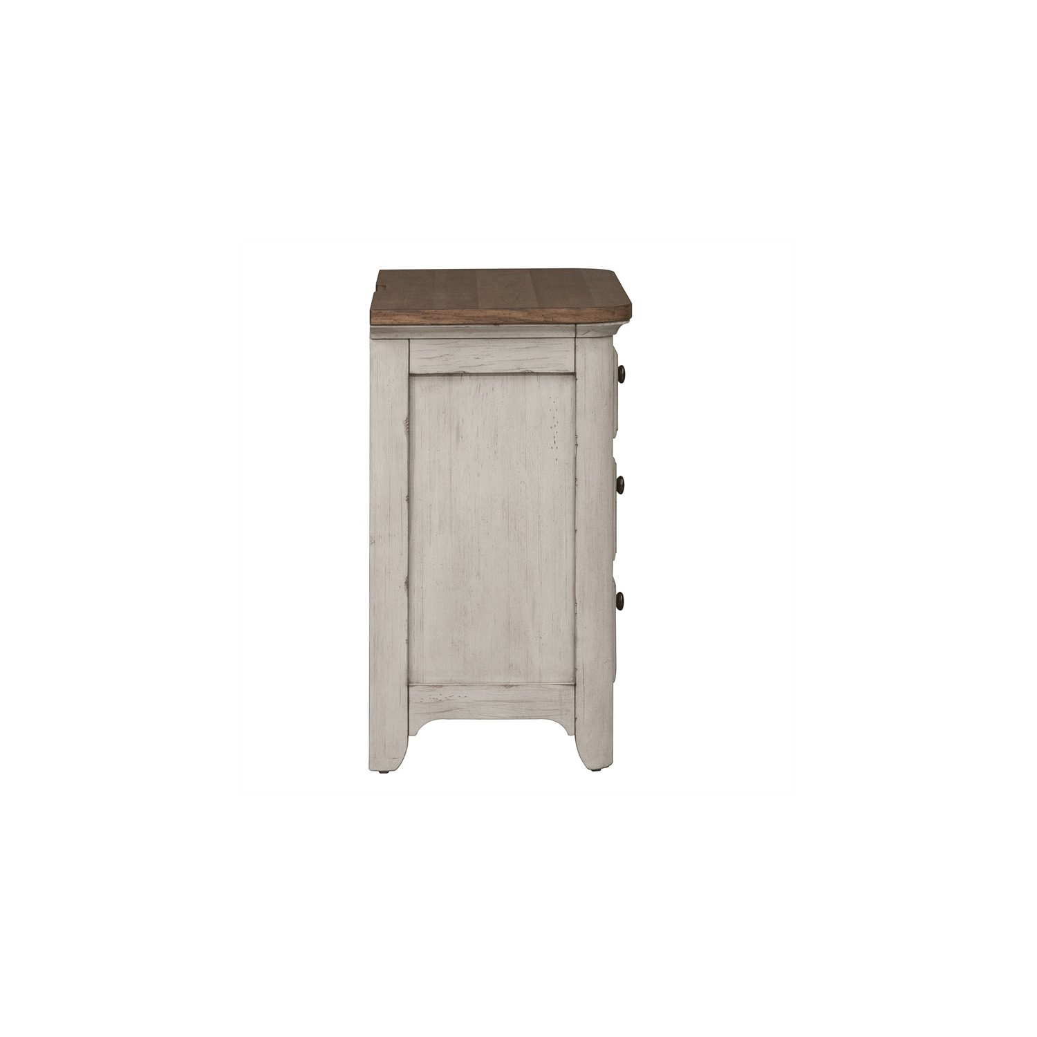 Farmhouse Reimagined White 3 Drawer Night Stand w/ Charging Station