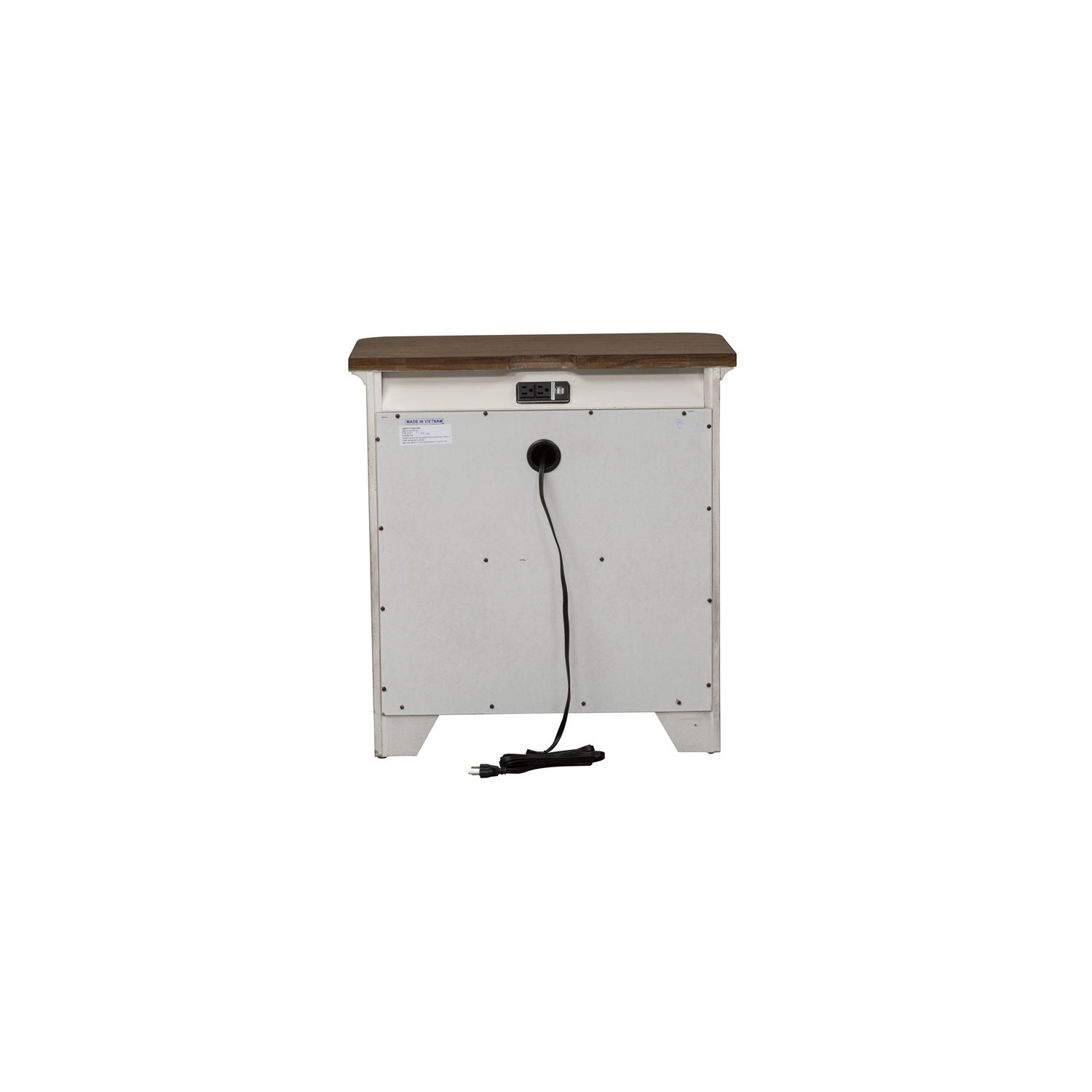 Farmhouse Reimagined White 3 Drawer Night Stand w/ Charging Station