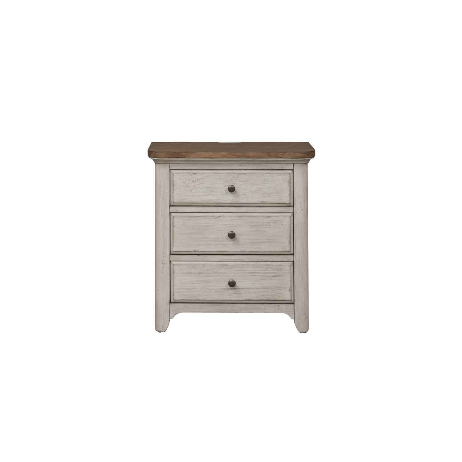 Farmhouse Reimagined White 3 Drawer Night Stand w/ Charging Station