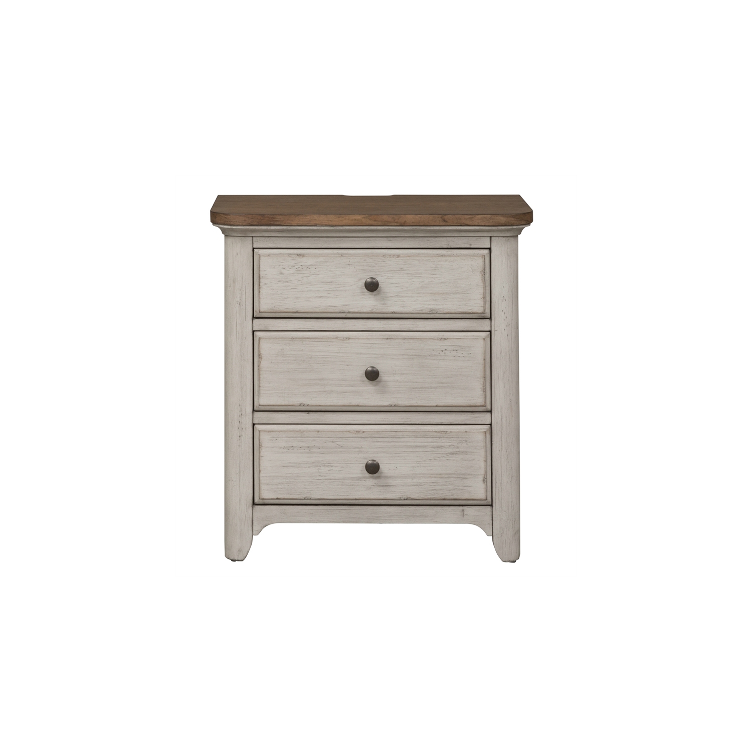 Farmhouse Reimagined White 3 Drawer Night Stand w/ Charging Station