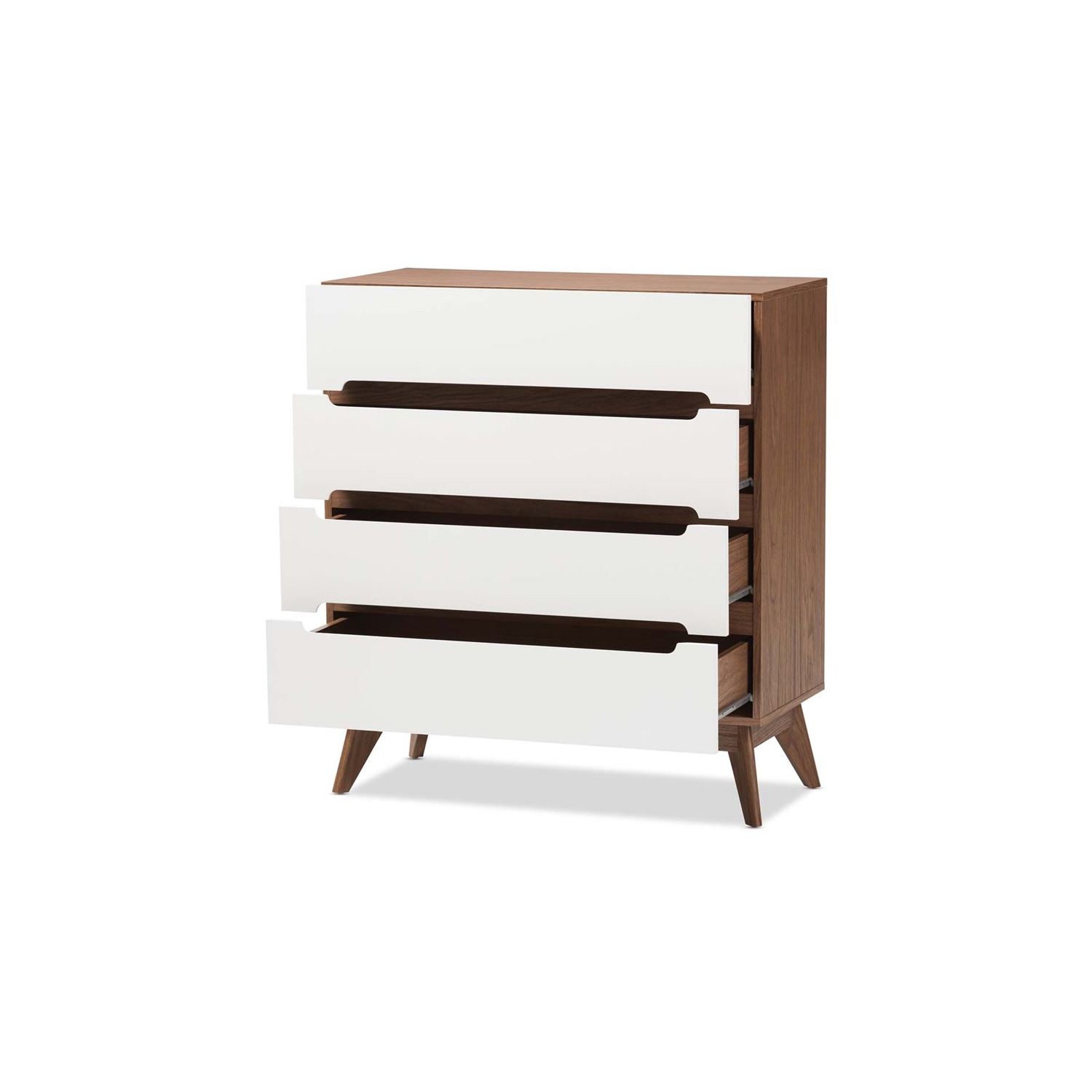 Baxton Studio – Commode à 4 tiroirs Calypso, blanc et noyer