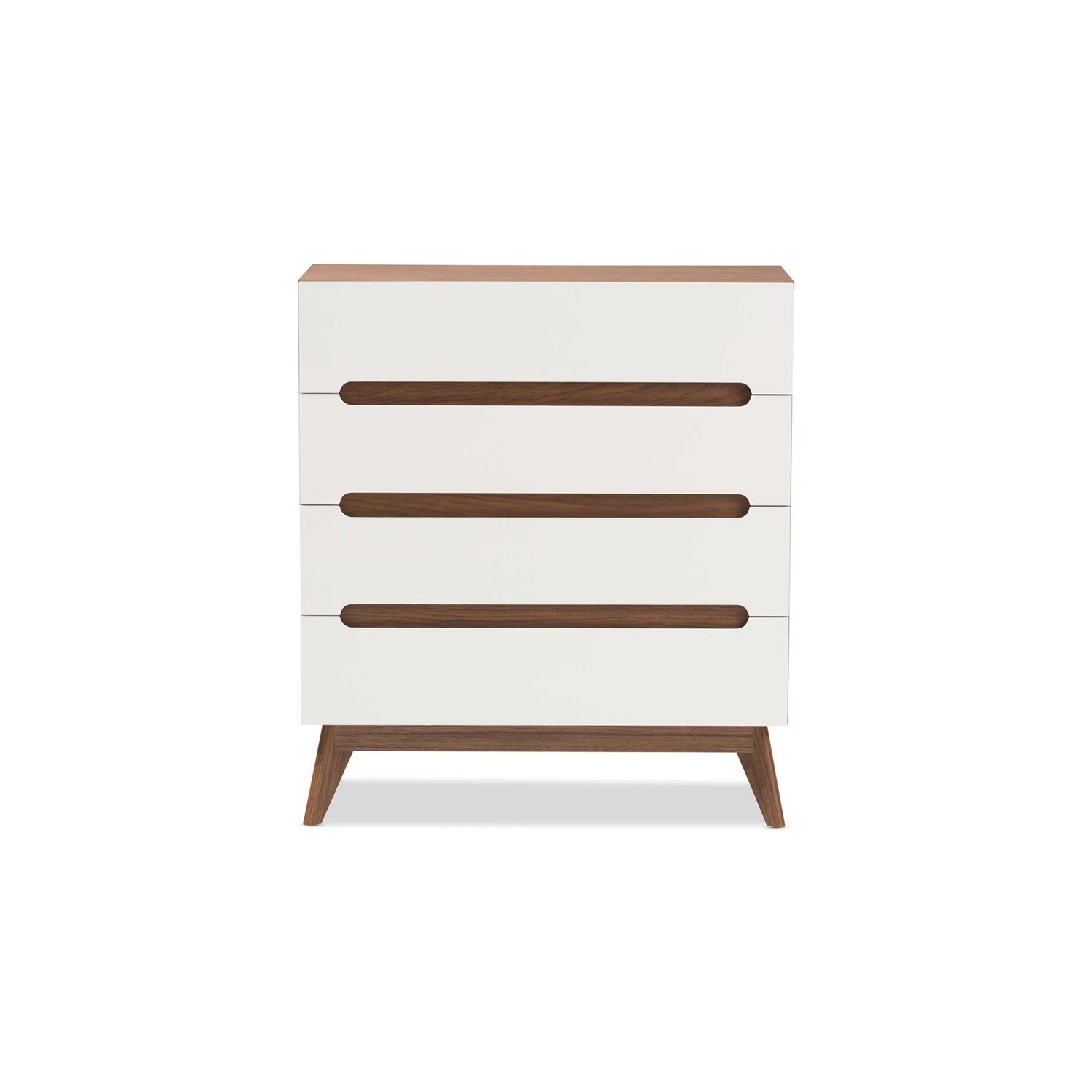 Baxton Studio – Commode à 4 tiroirs Calypso, blanc et noyer