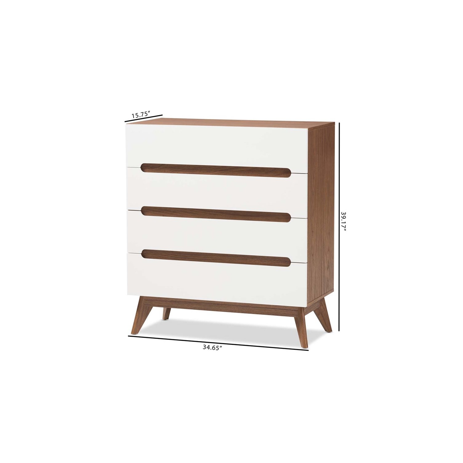 Baxton Studio – Commode à 4 tiroirs Calypso, blanc et noyer