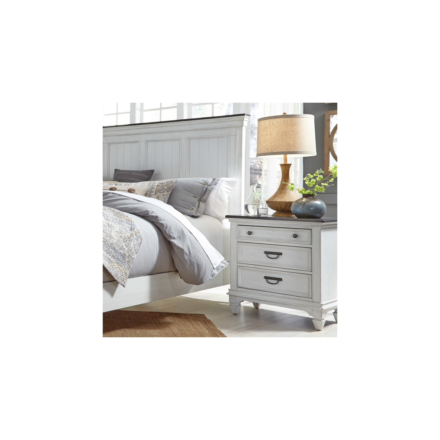 Table de chevet Allyson Park, blanc, avec station de recharge