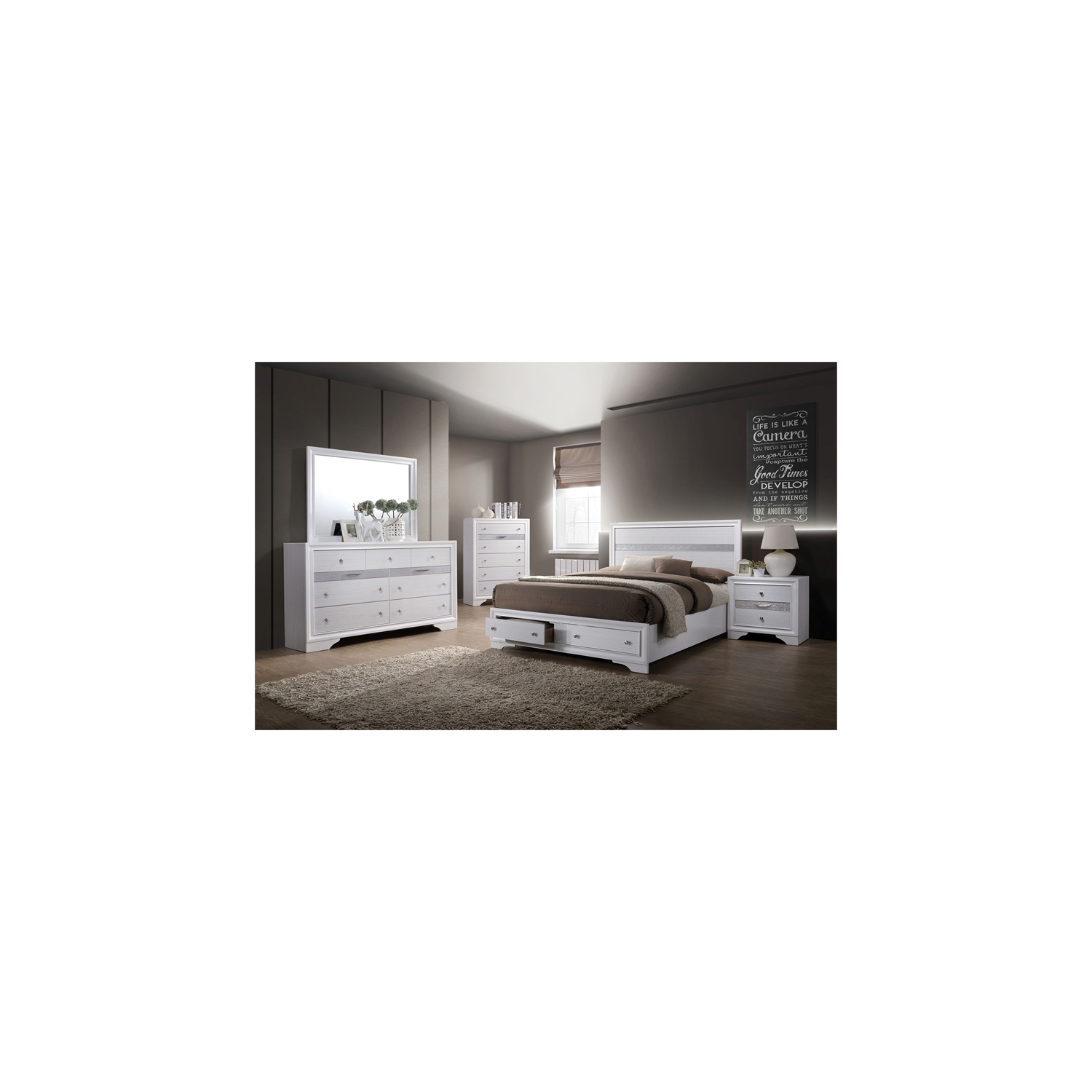 Furniture of America Laren Contemporary Solid Wood 3-Drawer Nightstand in White