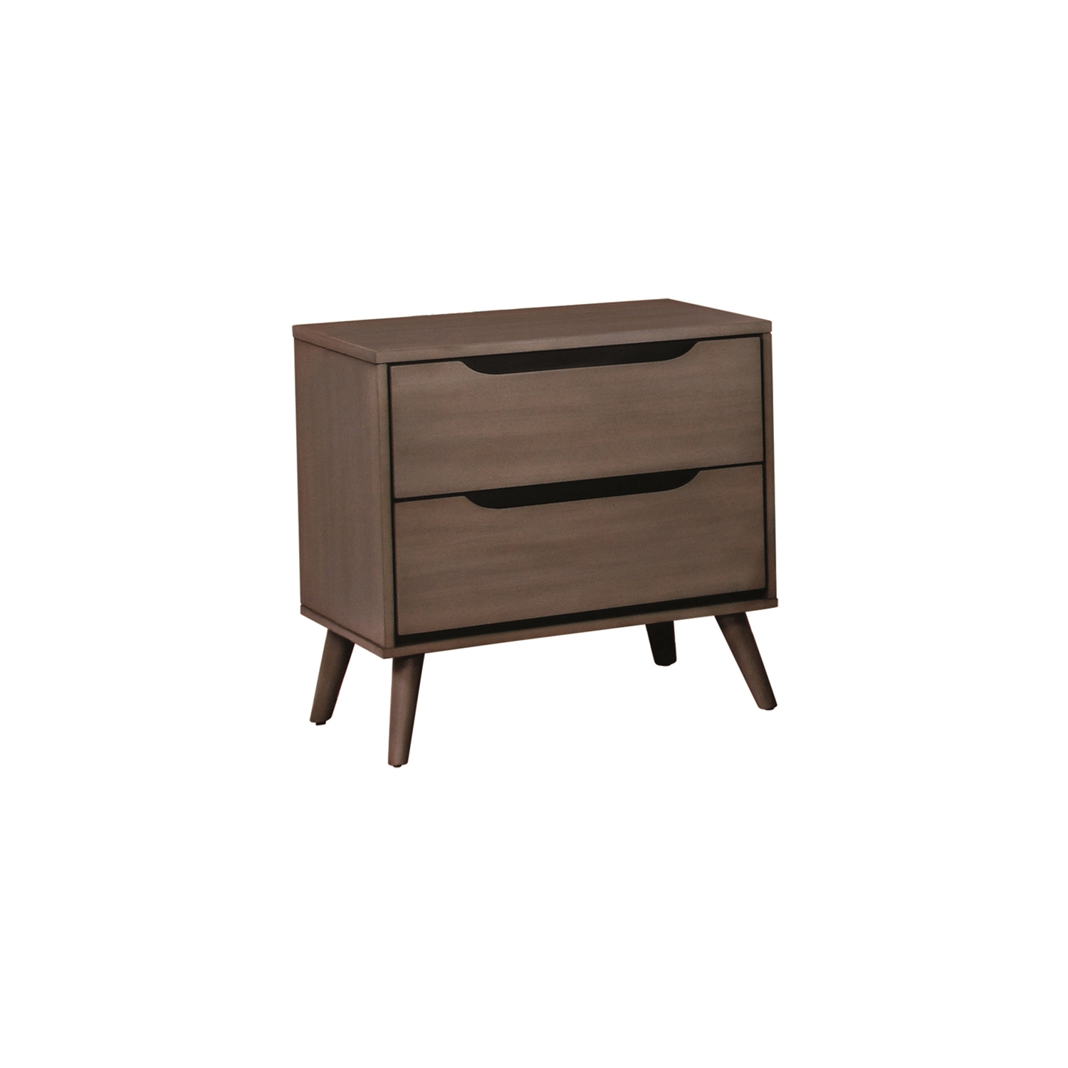 Furniture of America Belkor Mid-Century Modern Wood 2-Drawer Nightstand in Gray