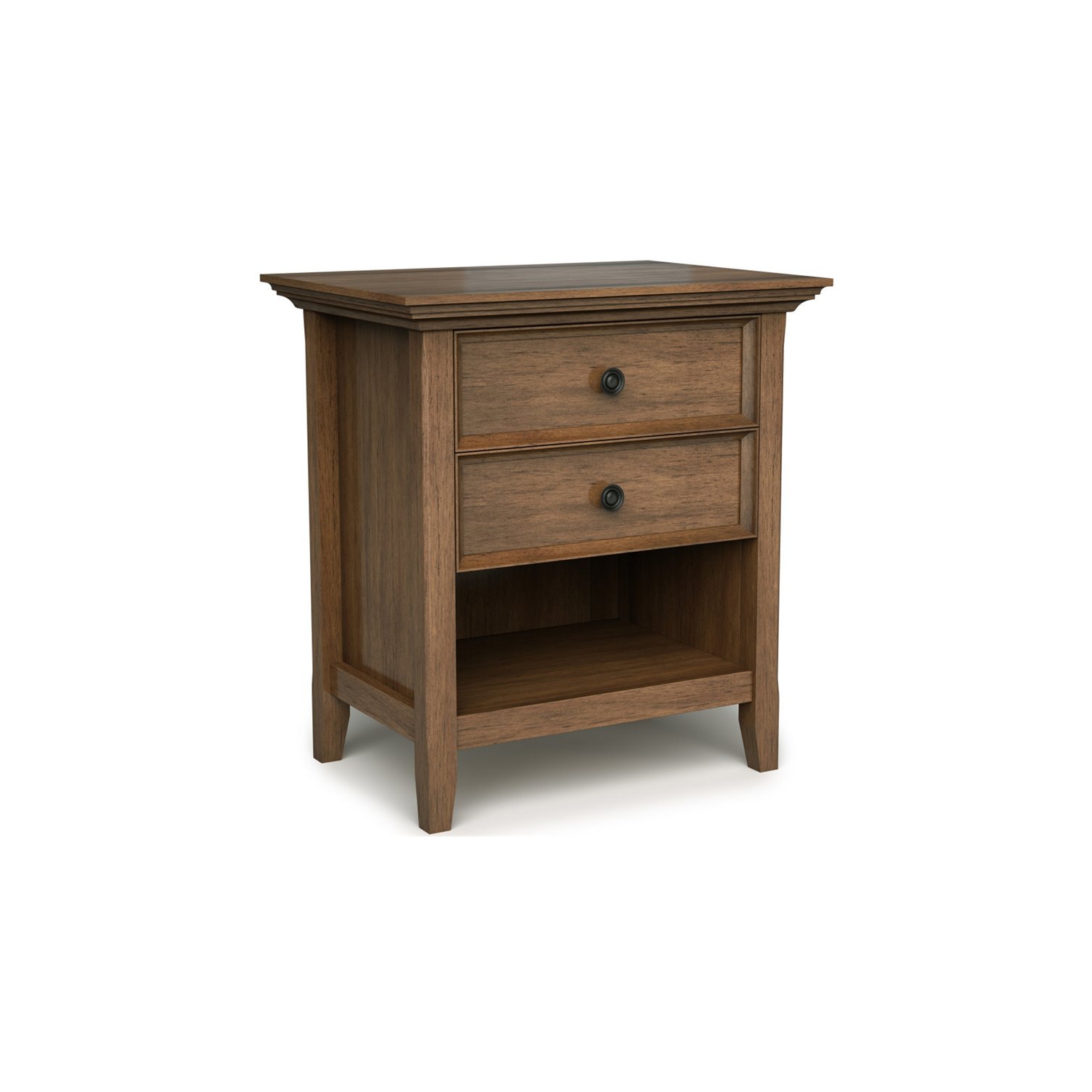 Simpli Home Amherst Transitional Solid Wood Nightstand in Natural Aged Brown