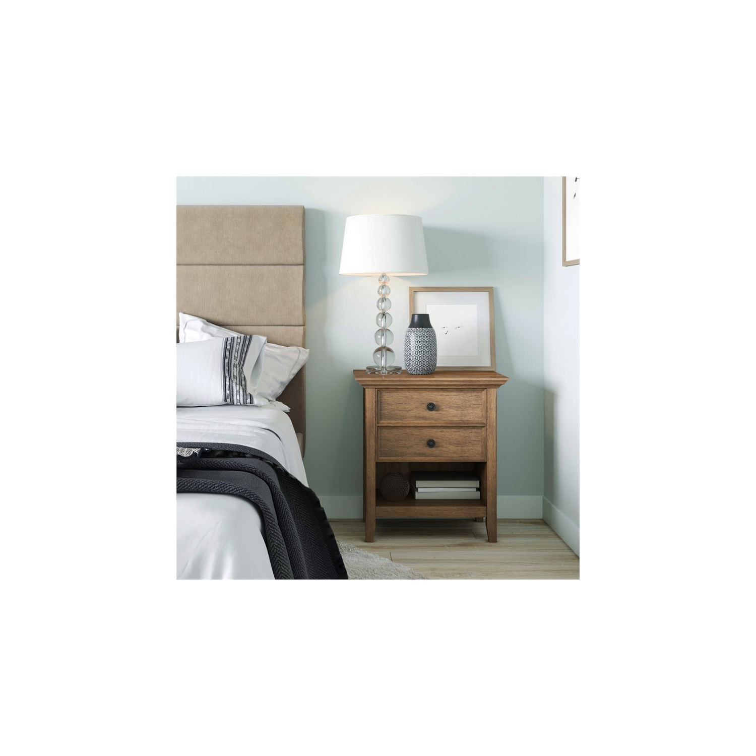 Simpli Home Amherst Transitional Solid Wood Nightstand in Natural Aged Brown