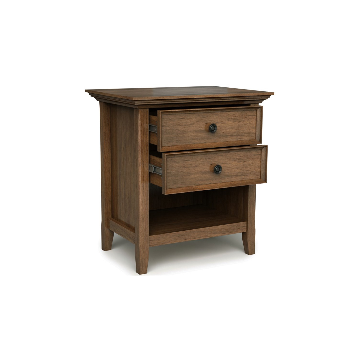 Simpli Home Amherst Transitional Solid Wood Nightstand in Natural Aged Brown