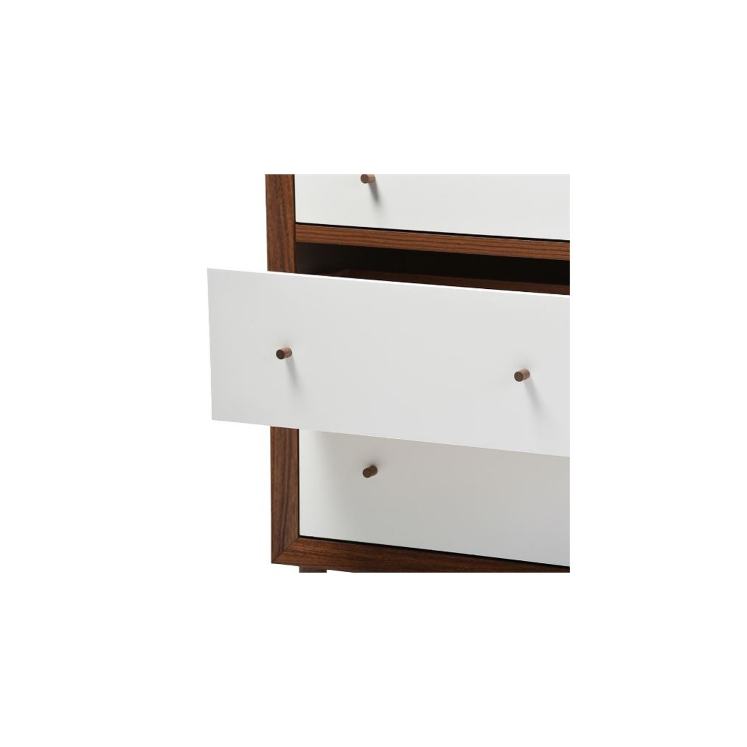 Baxton Studio Harlow 6 Drawer Double Dresser in White and Walnut
