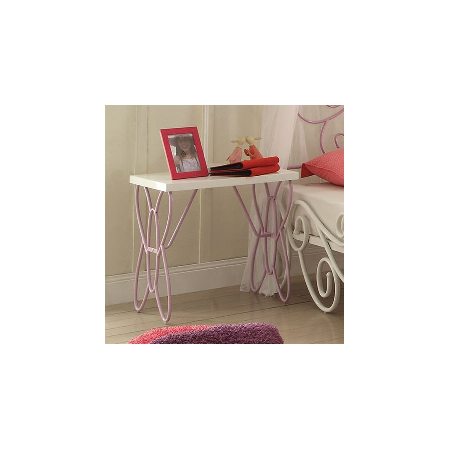 ACME Furniture Priya II Nightstand in White and Light PUrple