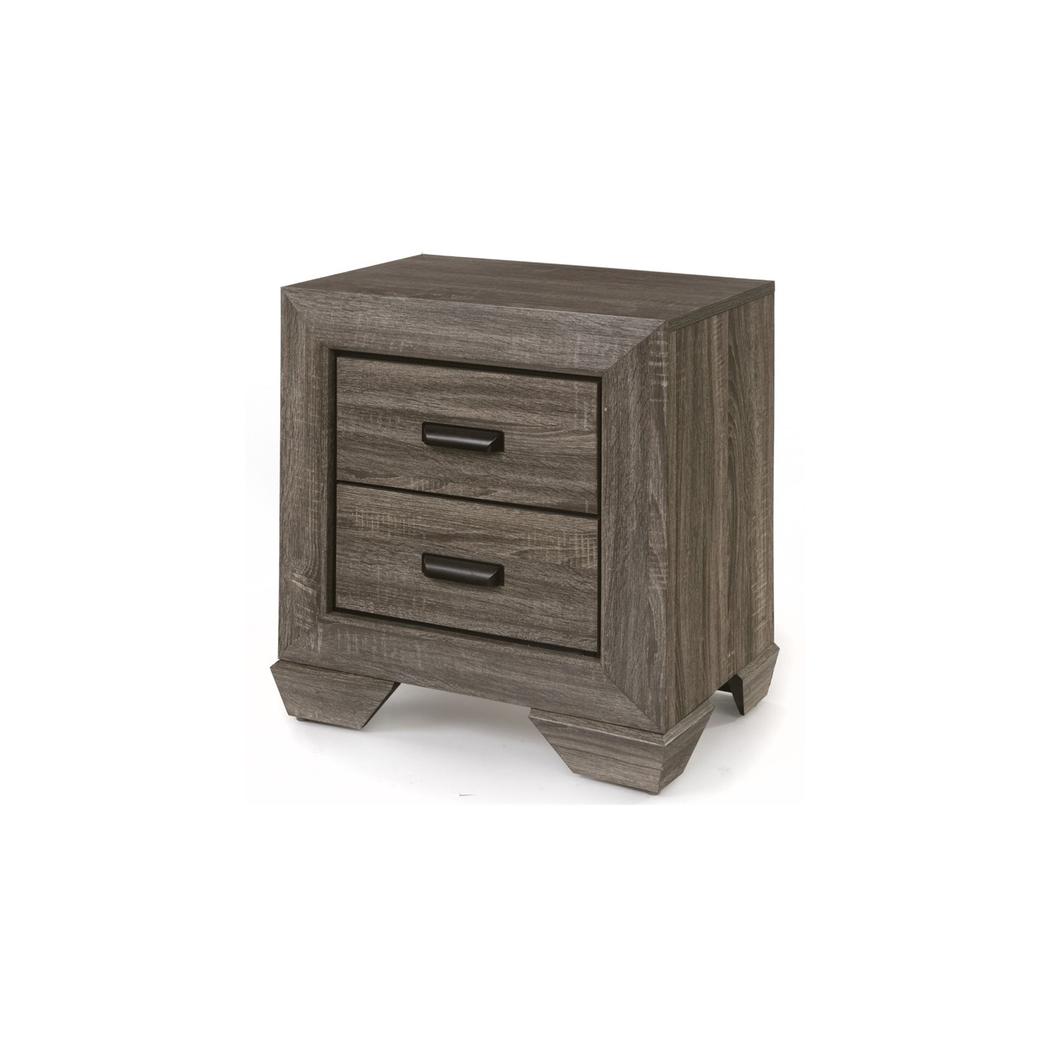 ACME Lyndon Square 2 Drawers Nightstand in Weathered Gray Grain