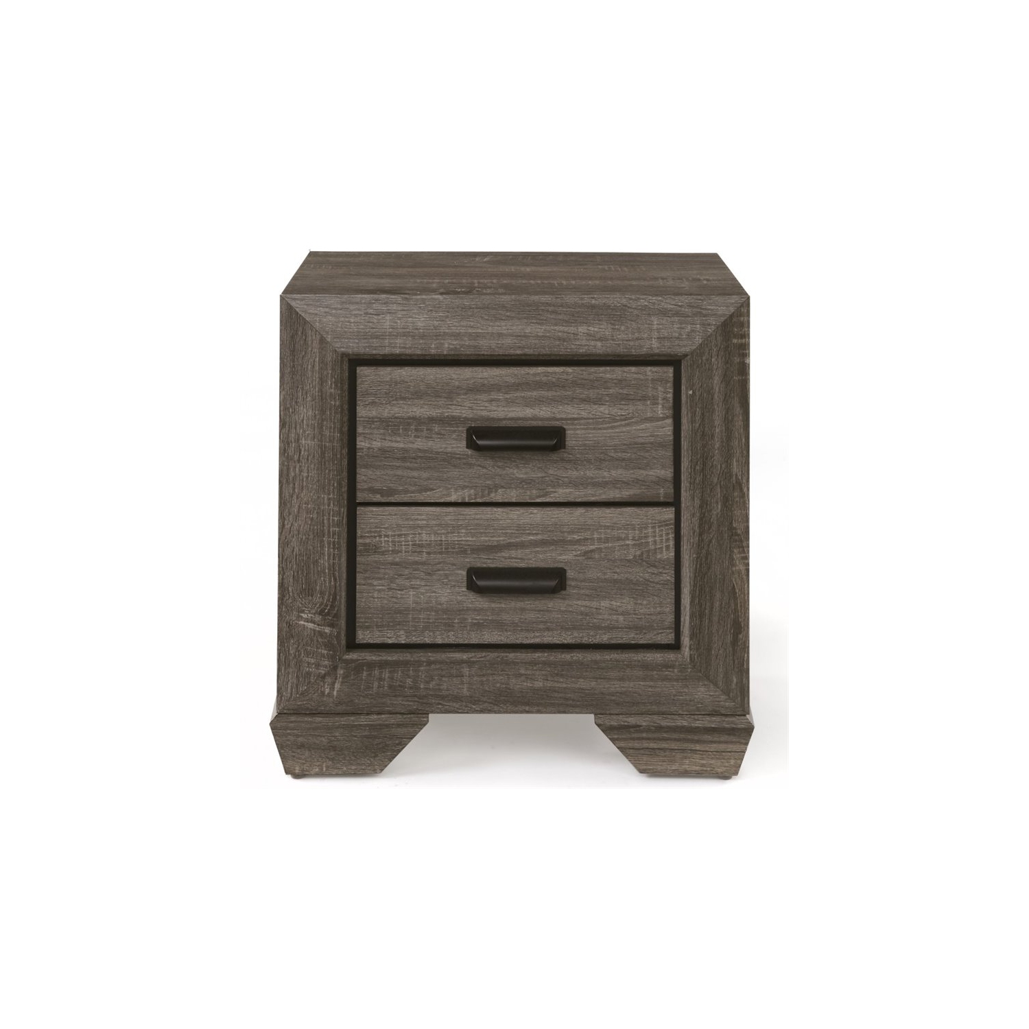 ACME Lyndon Square 2 Drawers Nightstand in Weathered Gray Grain