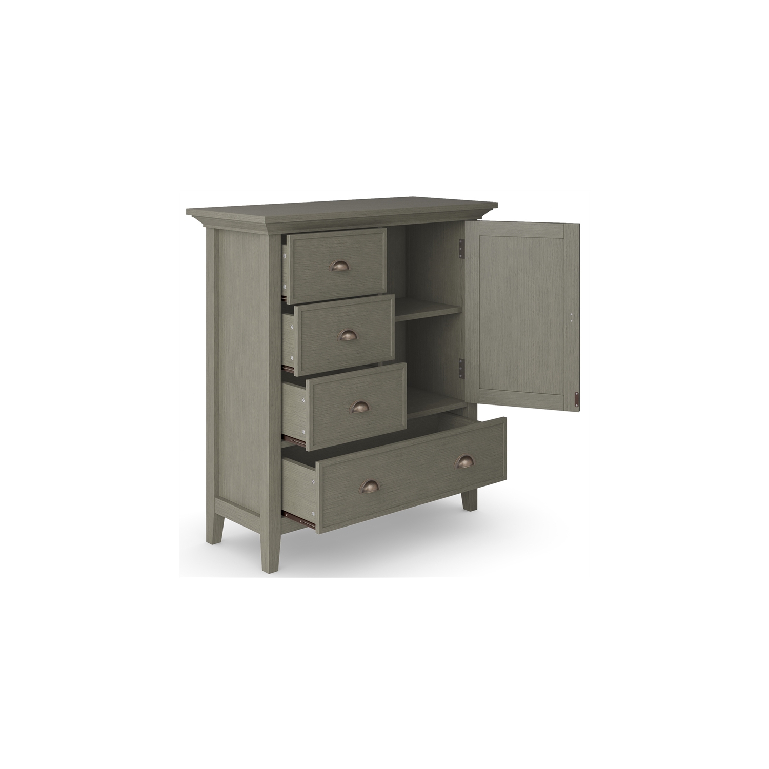 Simpli Home Redmond Wood 39" Transitional Medium Cabinet in Farmhouse Gray
