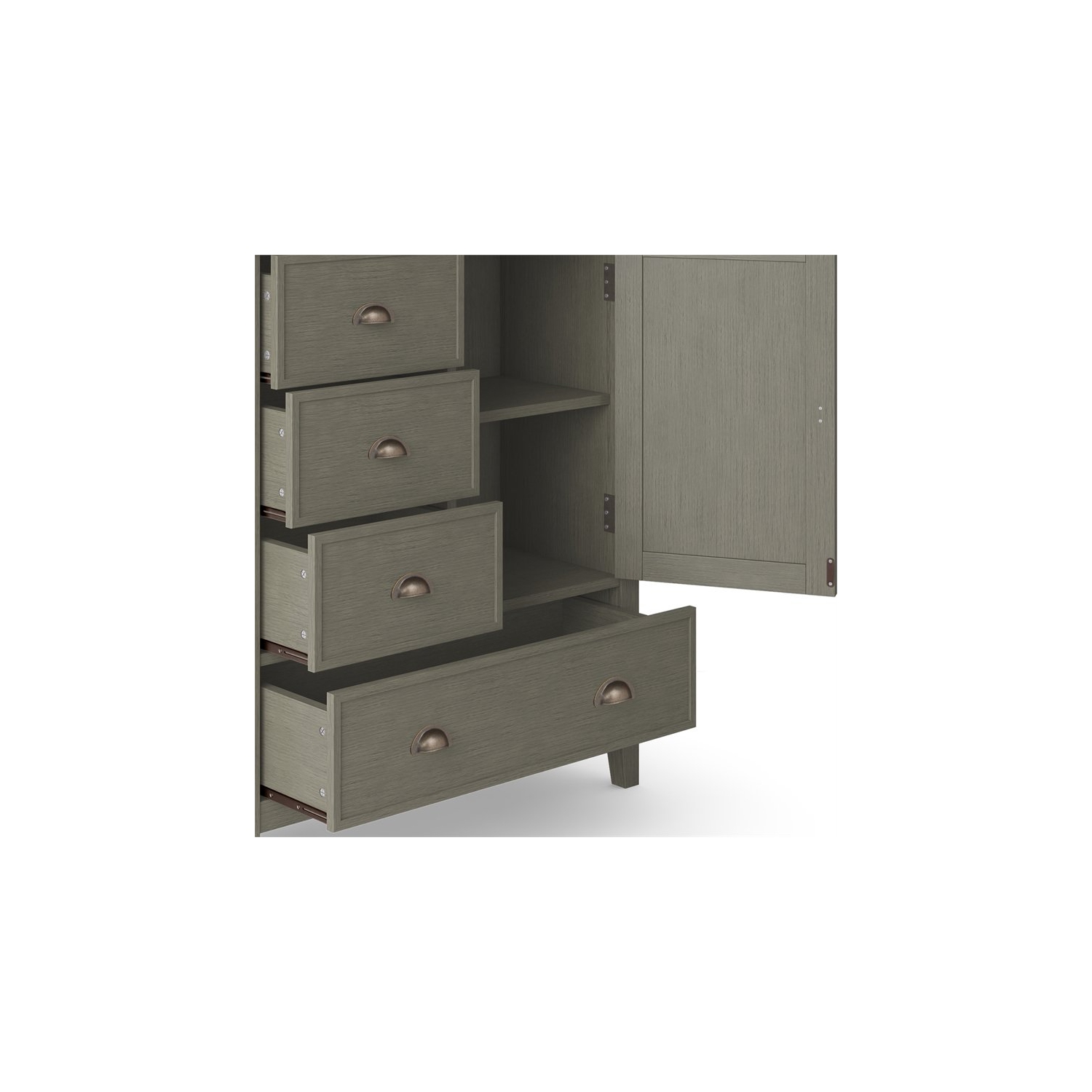 Simpli Home Redmond Wood 39" Transitional Medium Cabinet in Farmhouse Gray