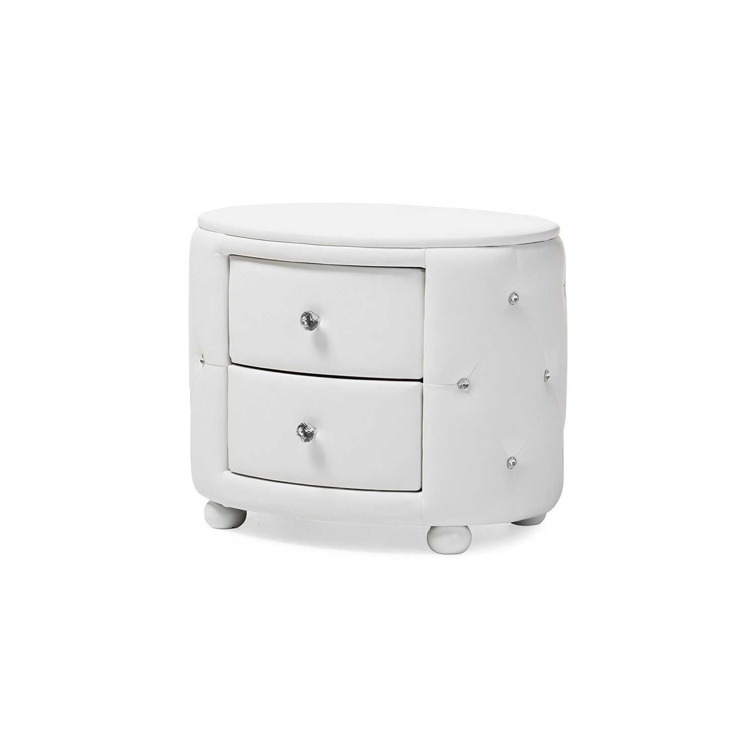 Baxton Studio Davina 2 Drawer Faux Leather Tufted Nightstand in White