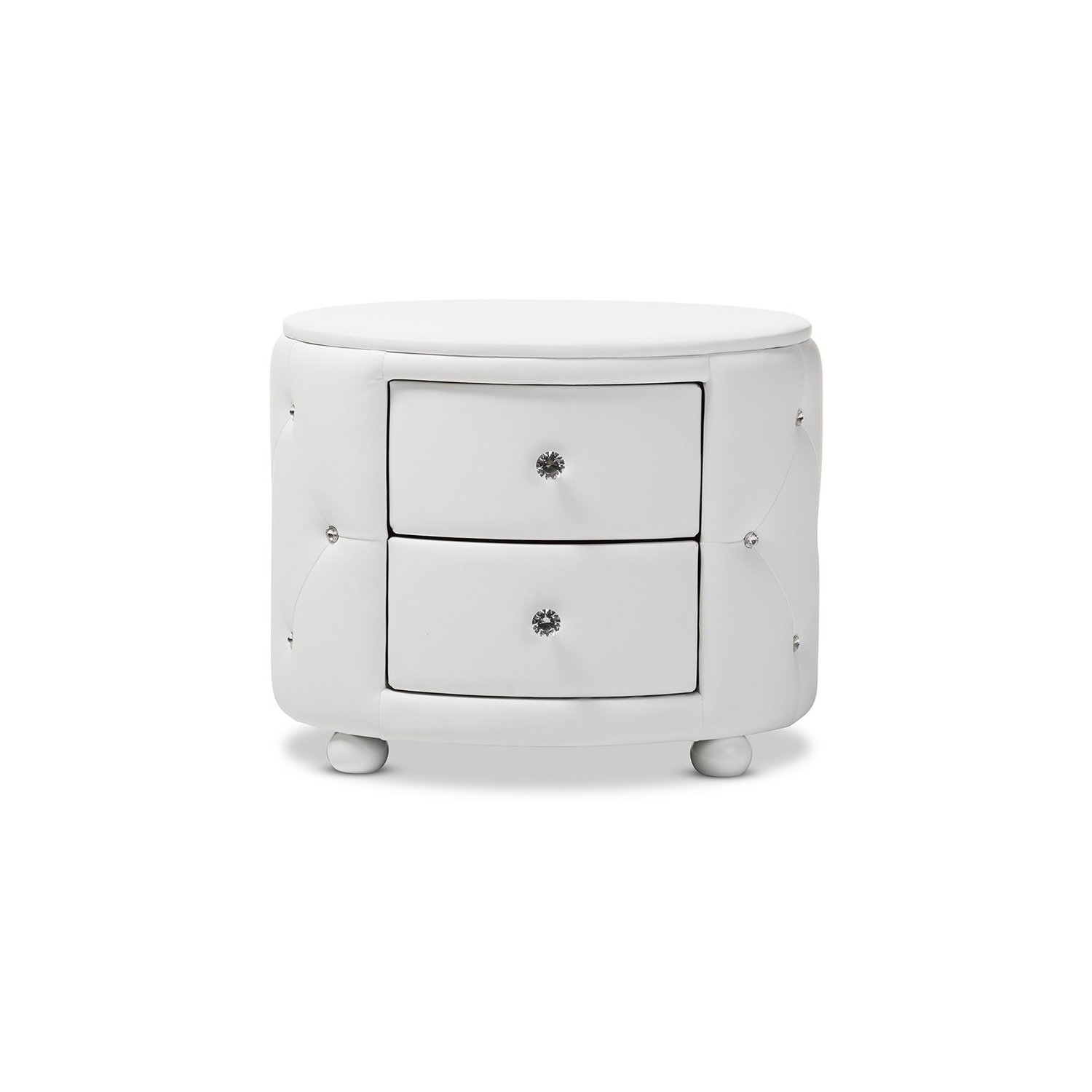 Baxton Studio Davina 2 Drawer Faux Leather Tufted Nightstand in White